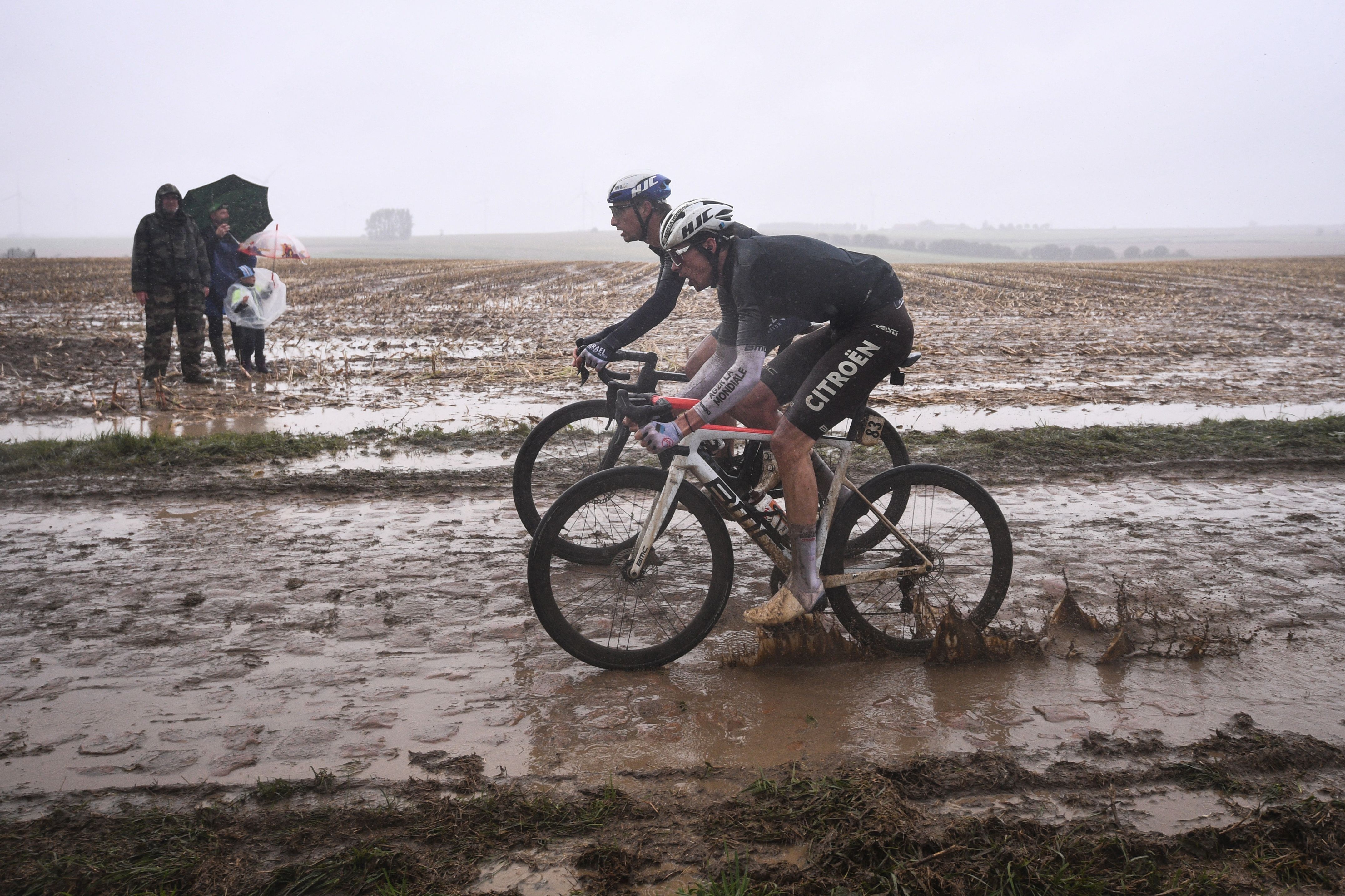 Cyclists in rain