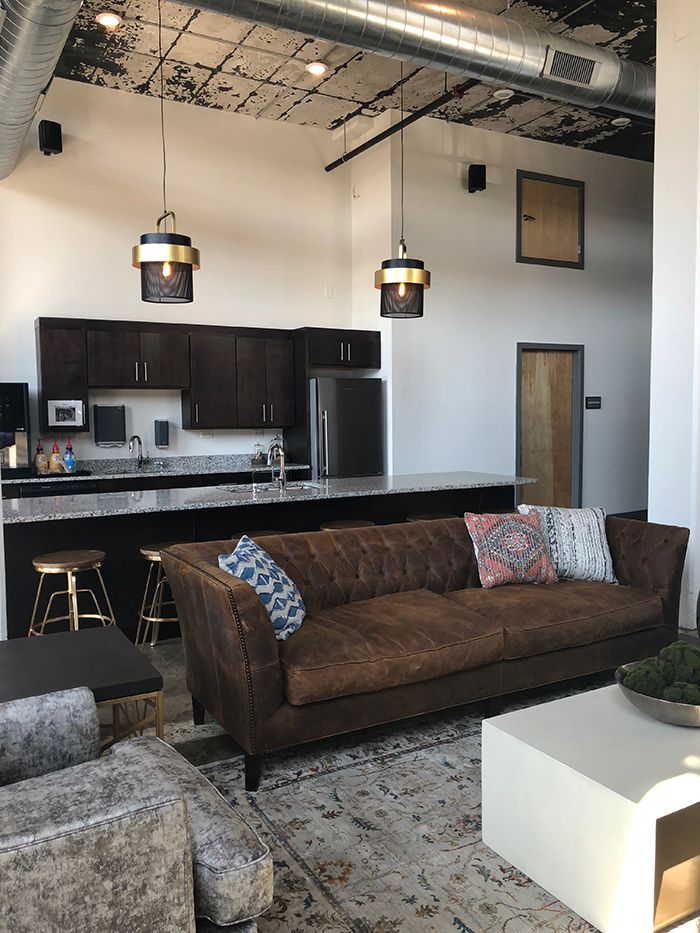 Lofts at Hawthorne Mill lounge and kitchen