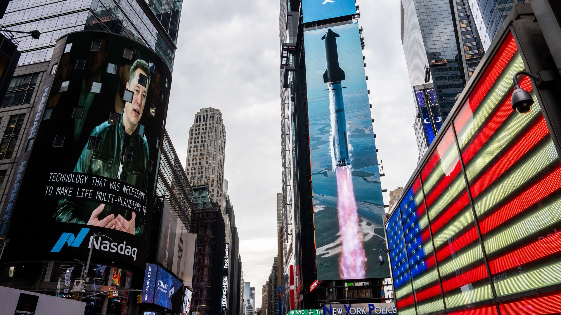 Times Square on SpaceX IPO day