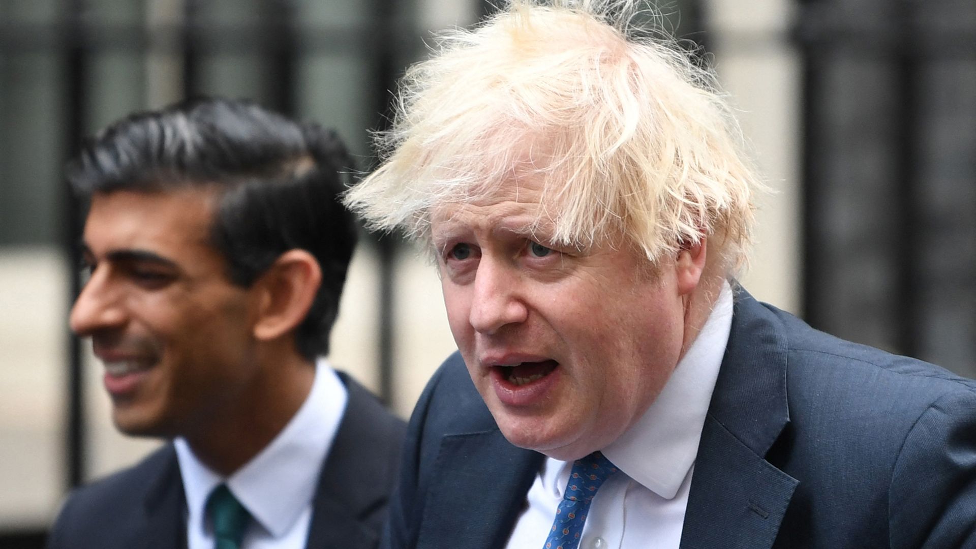 Prime Minister Boris Johnson with Chancellor of the Exchequer Rishi Sunak in Downing Street in London in December 2021.