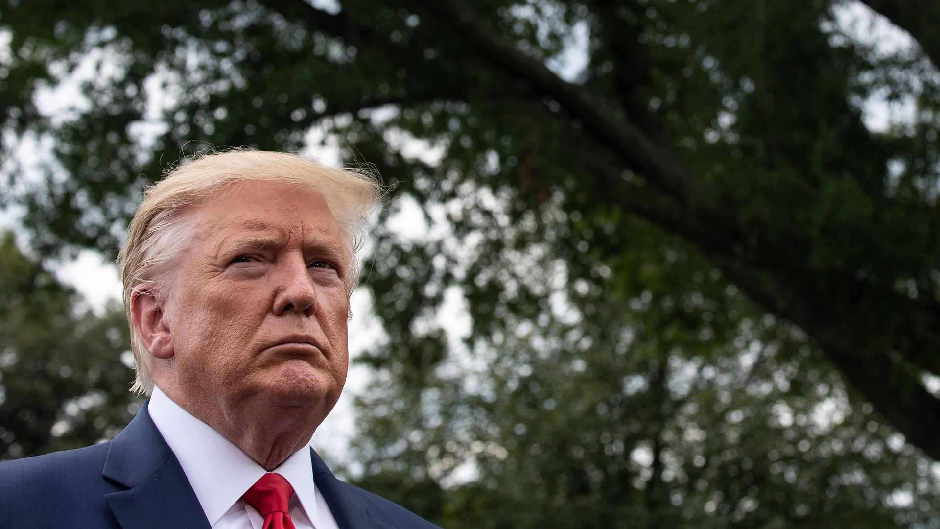 President Donald Trump speaks to the press on the South Lawn of the White House in Washington, DC, on September 9