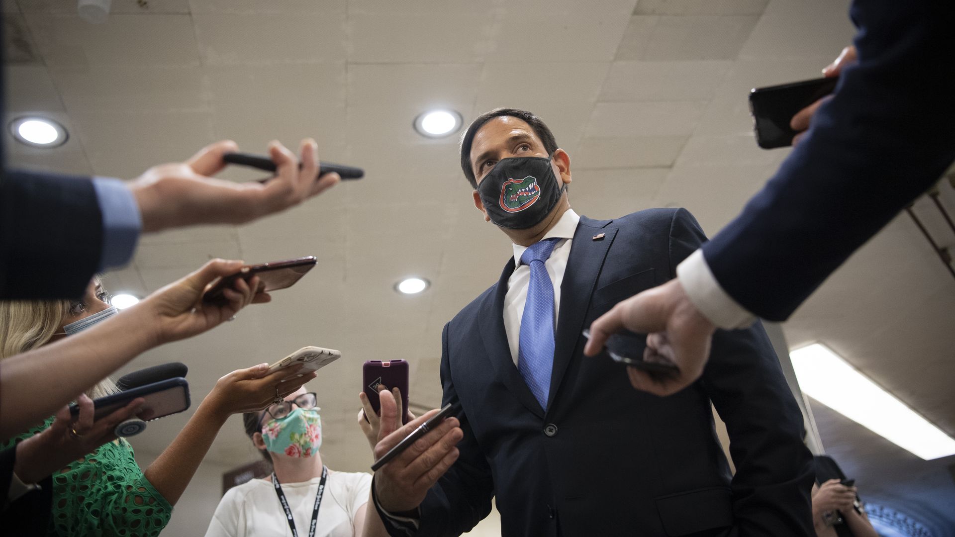 Senator Marco Rubio (R-Fla.) speaking with reporters in July.