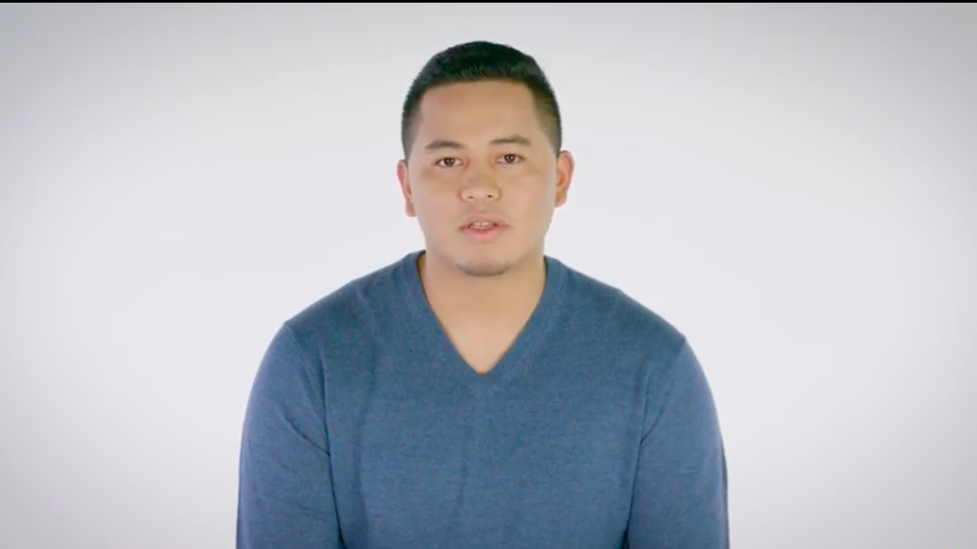 Man in a blue shirt