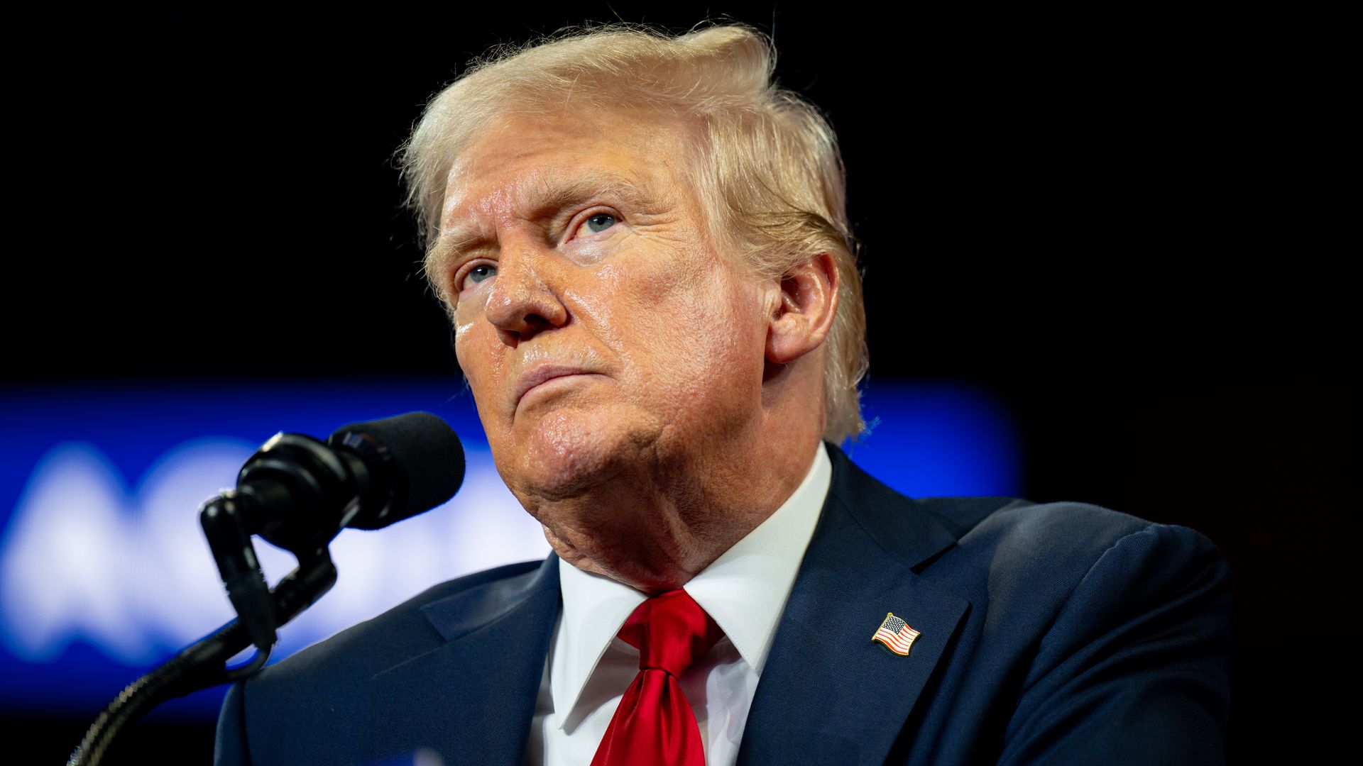 Republican Presidential nominee former President Donald Trump speaks to attendees during his campaign rally at the Bojangles Coliseum on July 24, 2024 in Charlotte, North Carolina.