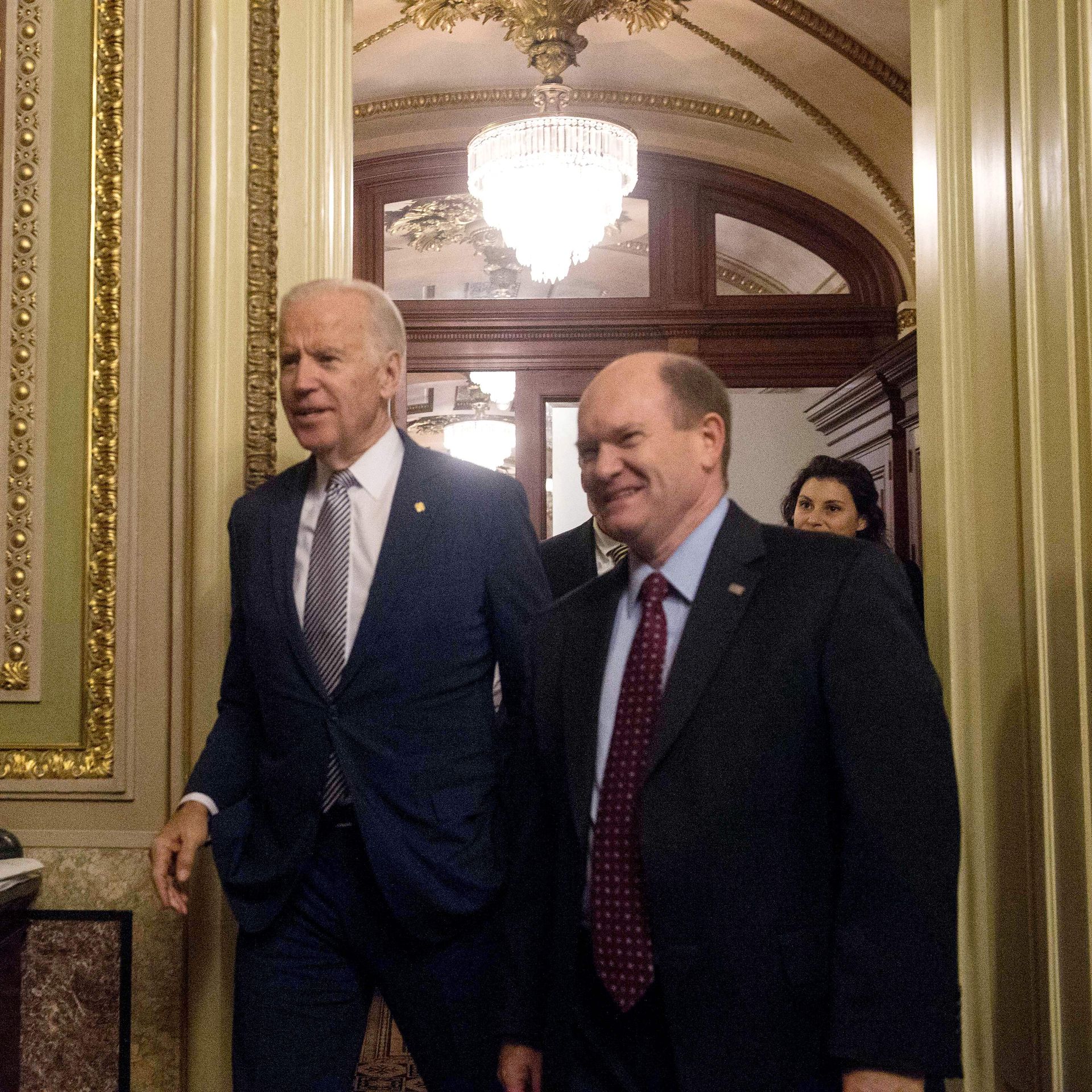 President Joe Biden (left) and Sen. Chris Coons (D-Del.) in December, 2016. 
