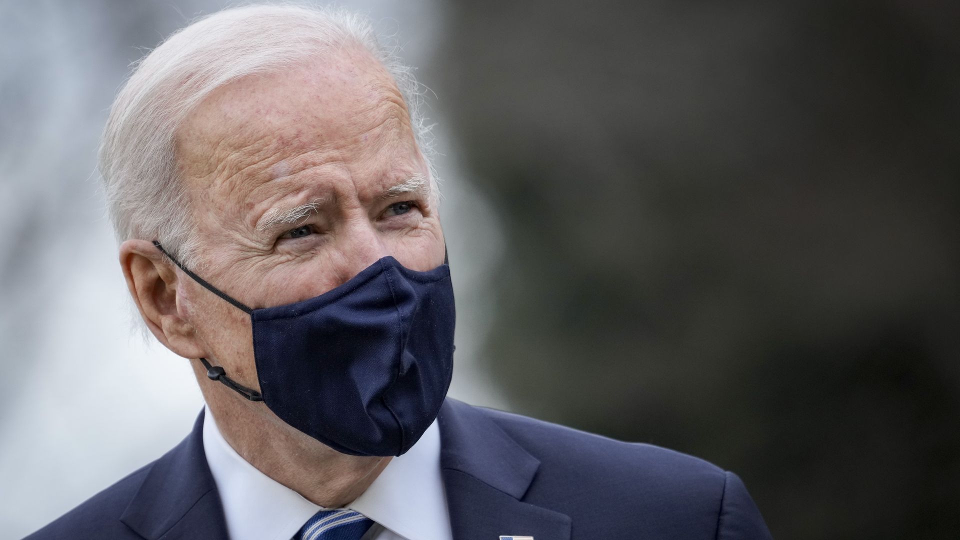 Photo of Biden's face with a mask