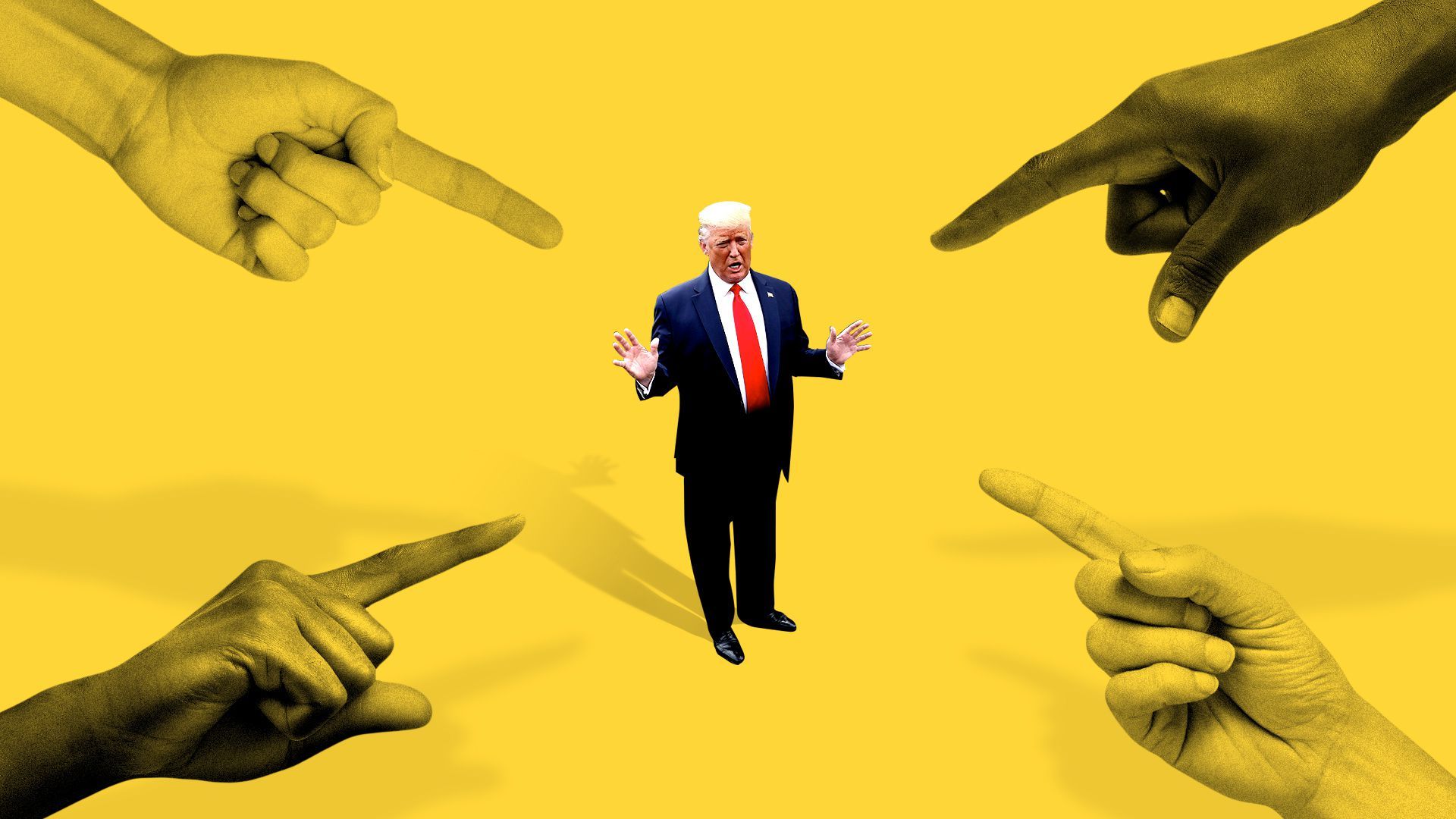Fingers pointing at Trump
