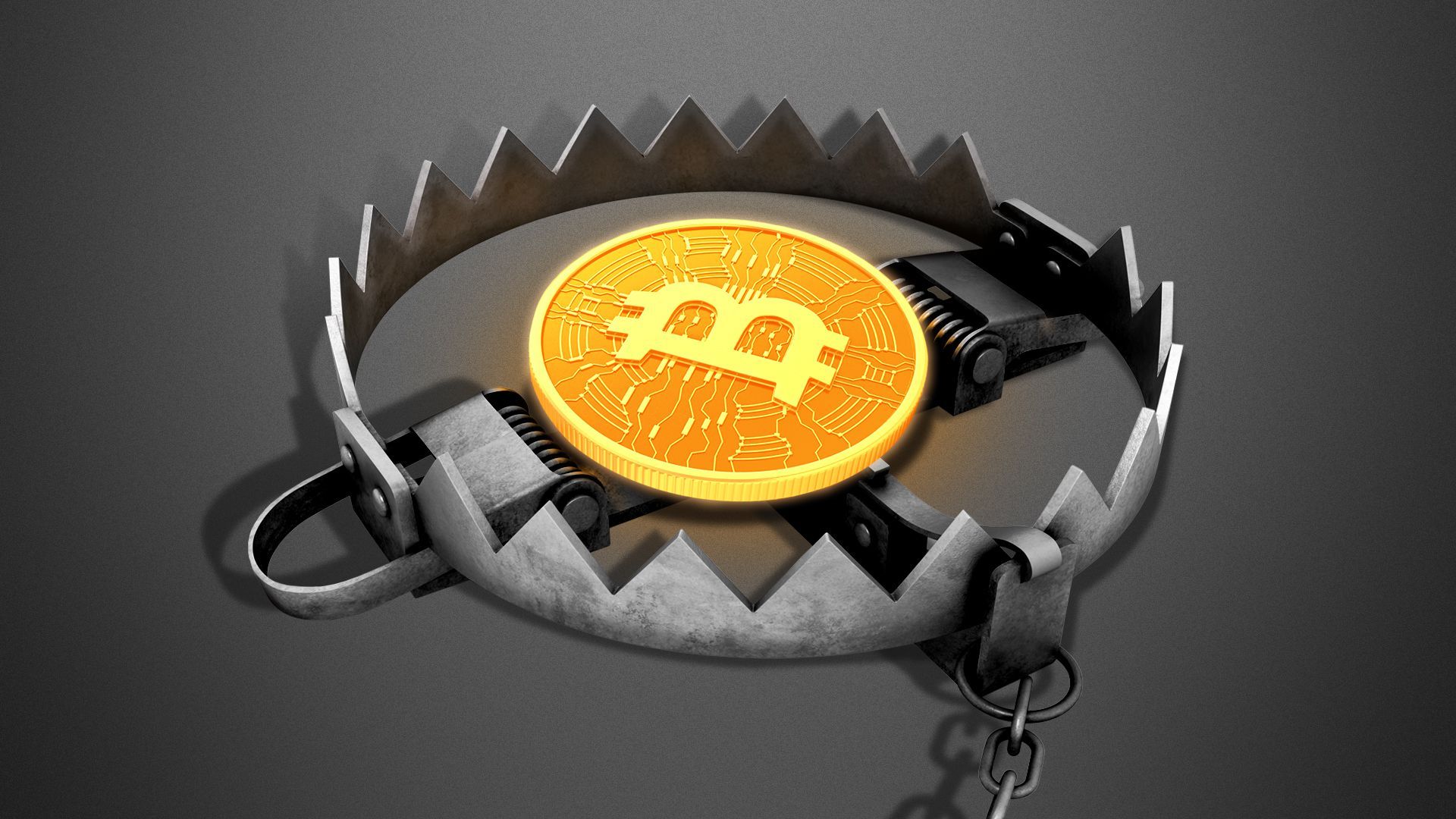 Illustration of a crypto coin in a bear trap 