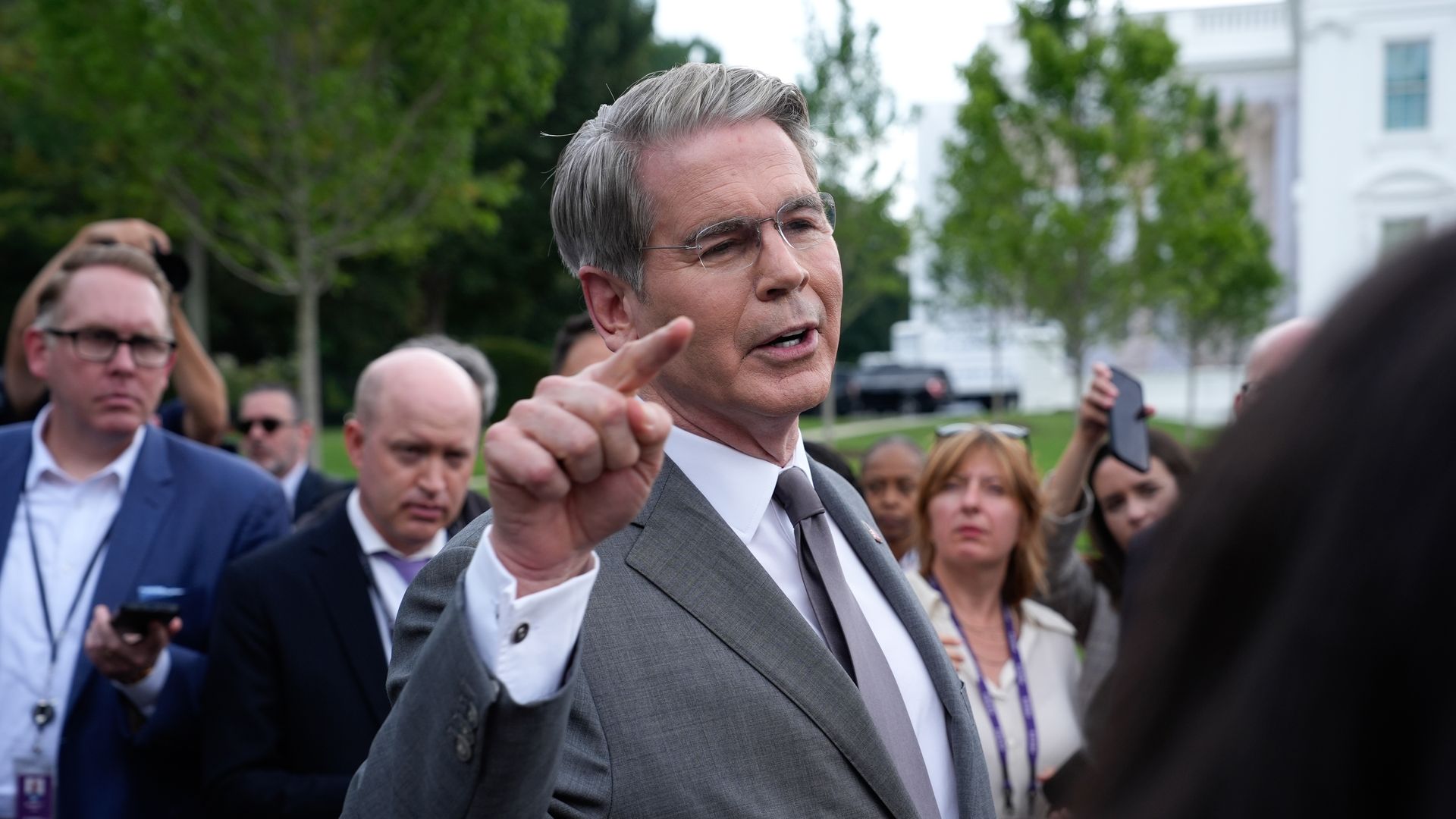 Treasury Secretary Scott Bessent spoke to reporters outside the White House last week. On Monday, he announced what he called an "economic D-Day" on Iran.