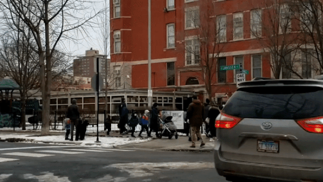 A GIF of kids returning to school.