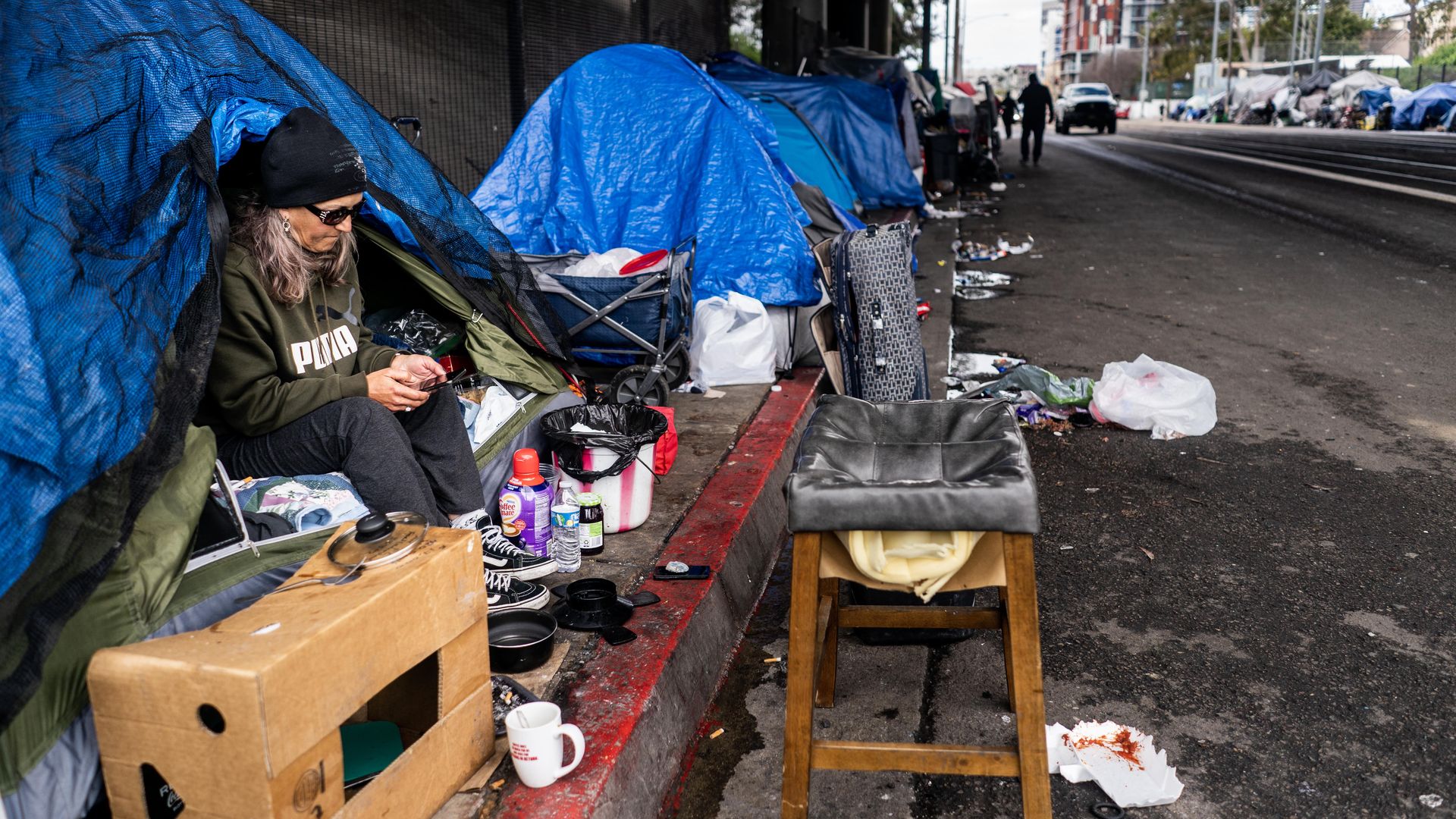 A homeless encampment in San Diego