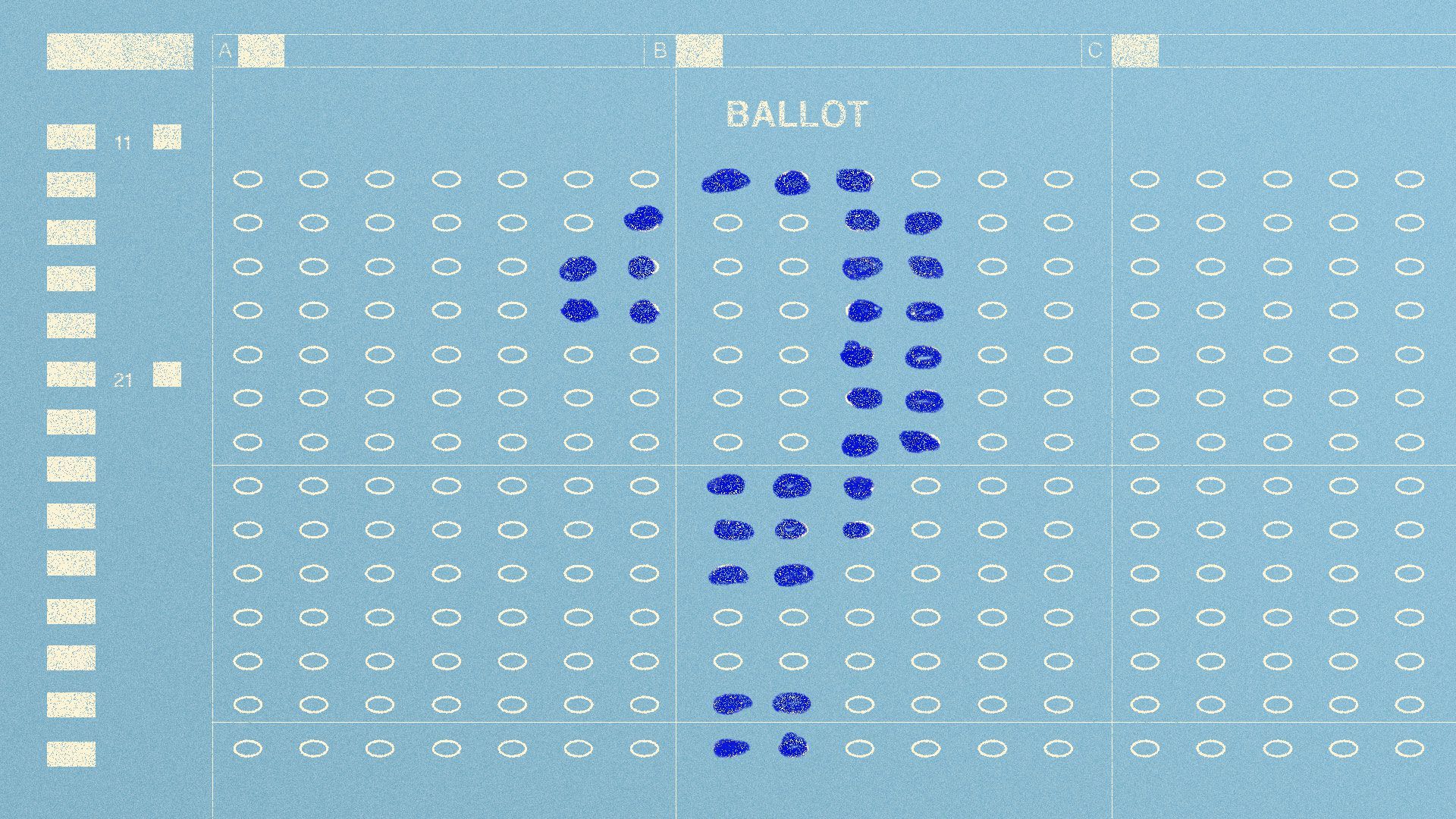 An illustration shows a question mark on a voting ballot.