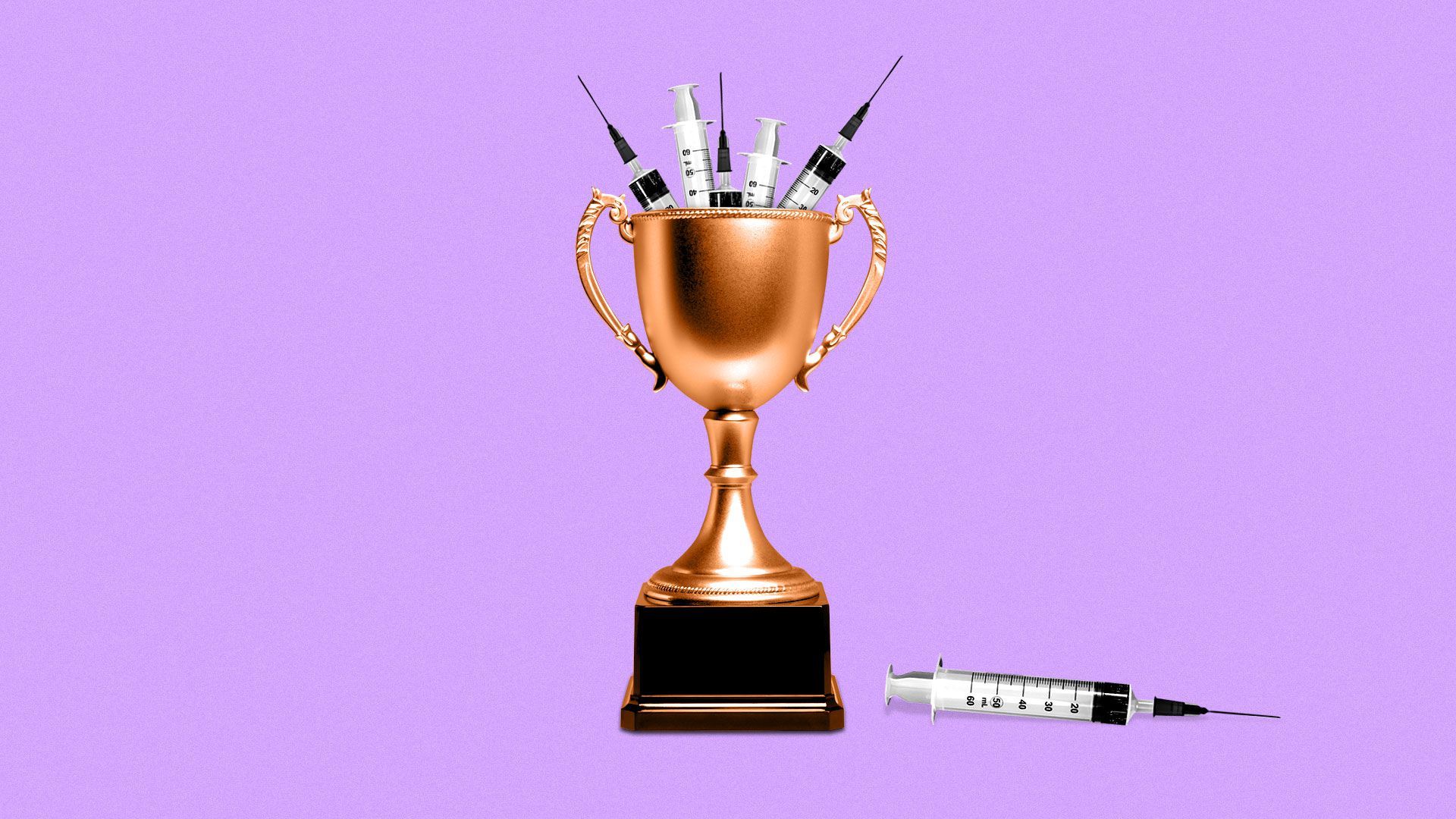 Illustration of trophy filled with syringes