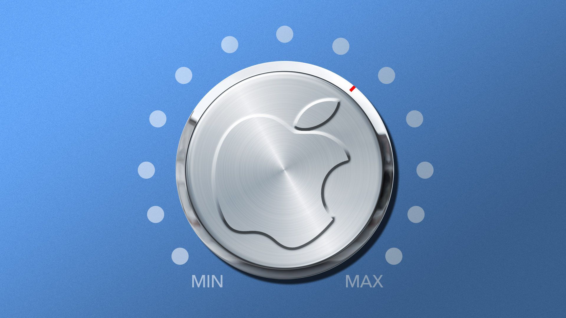 Illustration of a volume dial with the Apple logo on it