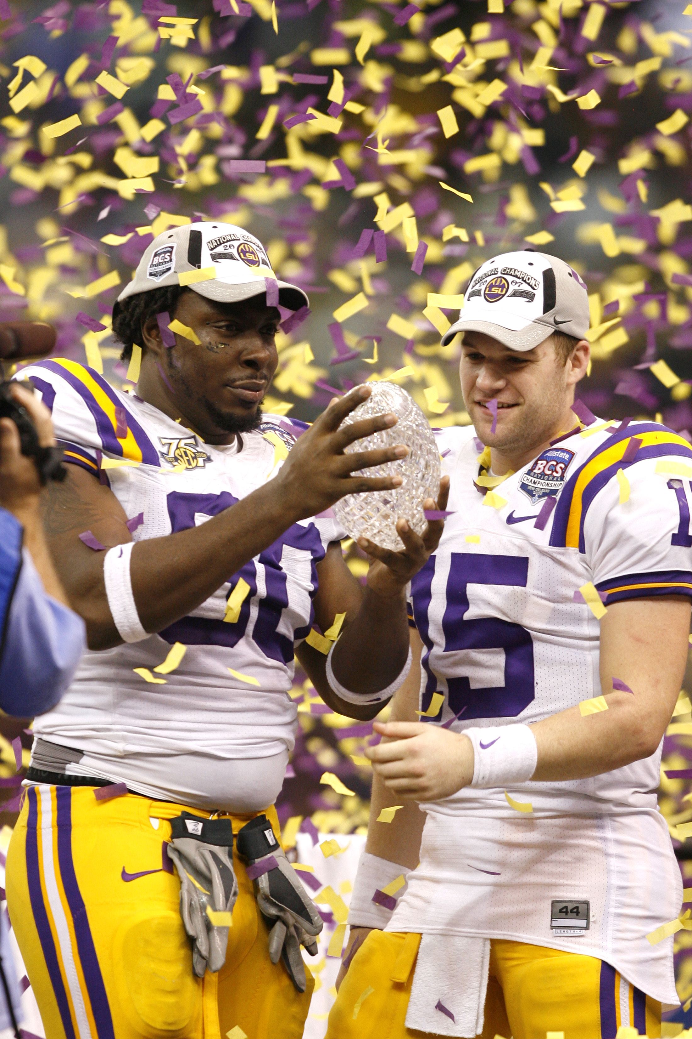 LSU players after winning the national title