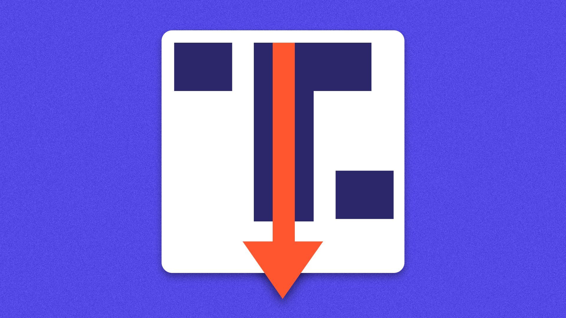 Illustration of the Truth Social logo with a downward arrow running through the center