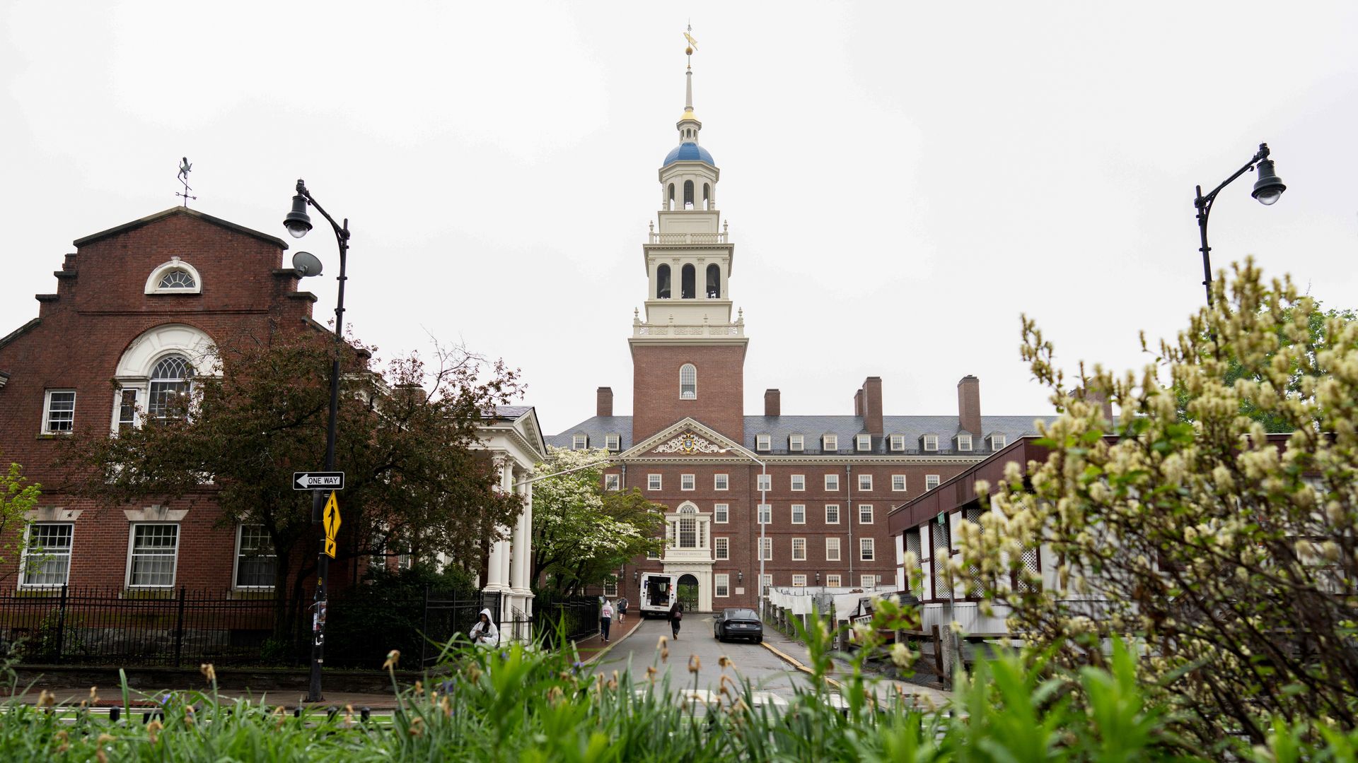 The Harvard University campus in Cambridge, Massachusetts, US, on Monday, May 5, 2025. President Donald Trump said Harvard University would lose its tax-exempt status, stepping up his attack on the Ivy League school with a threat that was decried as out of his jurisdiction. Photographer: Mel Musto/B