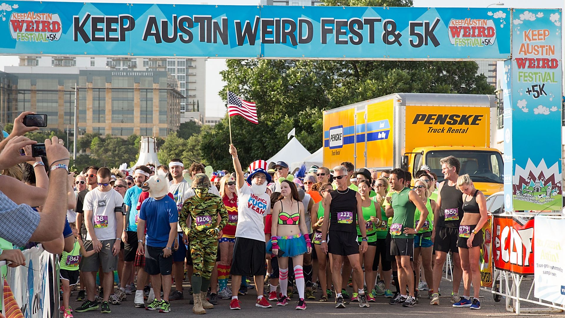 Runners assembled at the starting line of the Keep Austin Weird run.