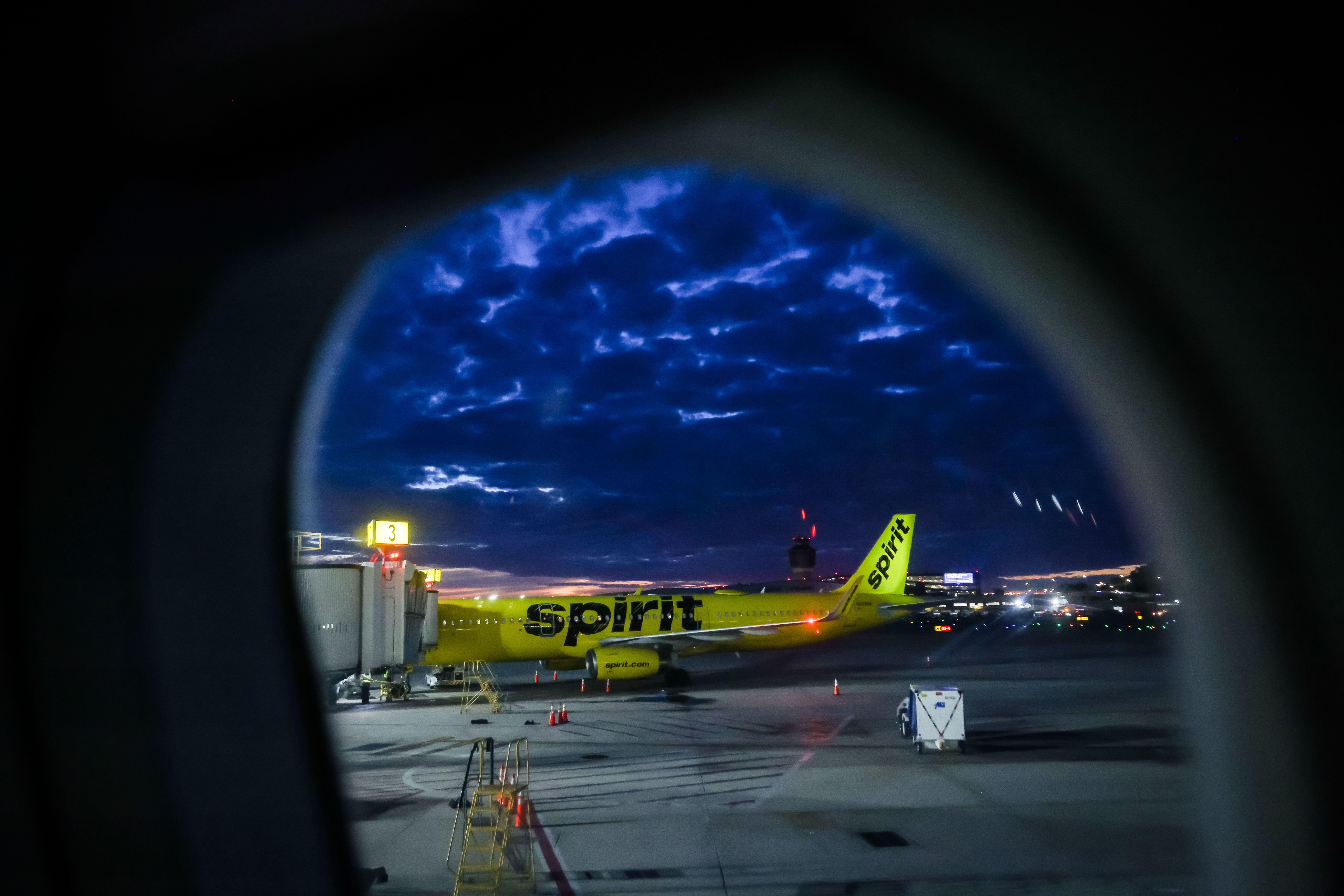 A Spirit Airlines plane at LaGuardia Airport in August 2025. Photo: Michael Nagle/Bloomberg via Getty Images