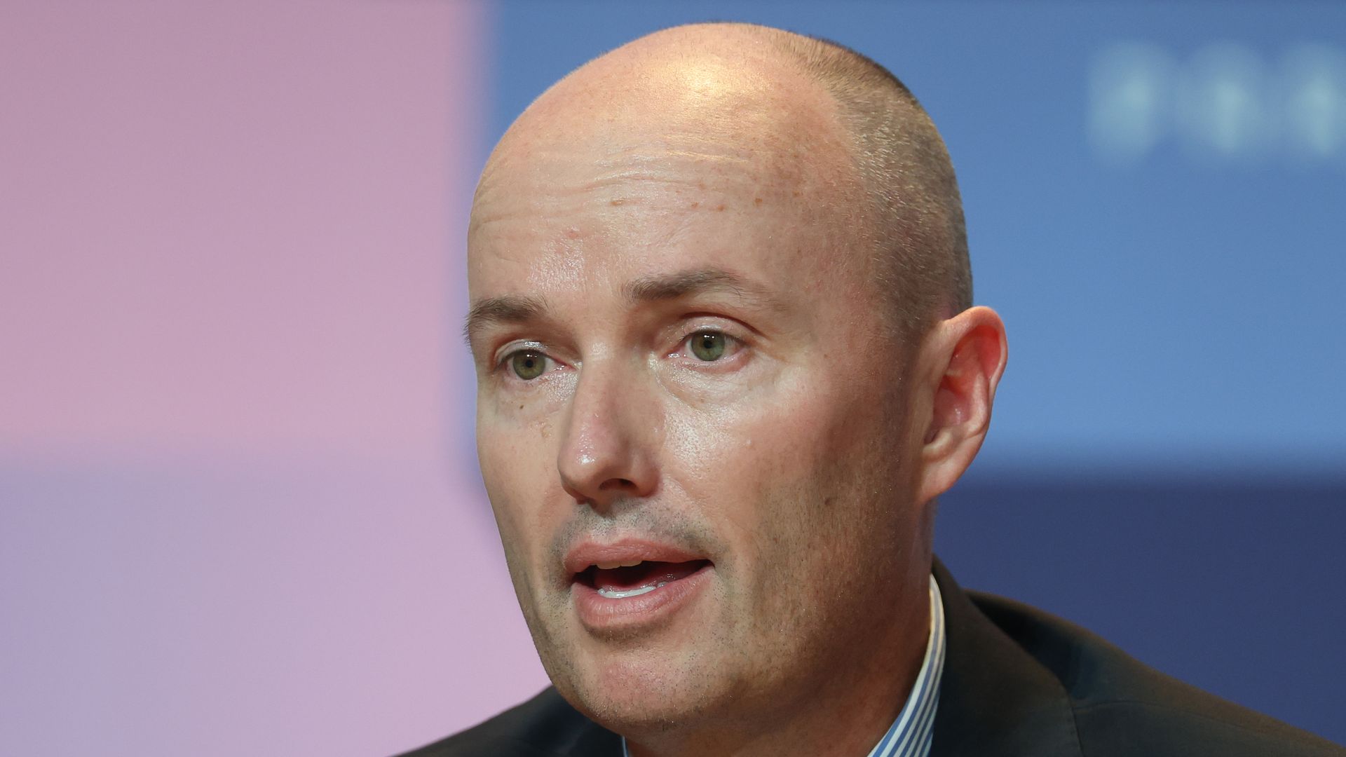 Spencer Cox, Governor of Utah, responds to questions during the 2034 SLC Press Conference ahead of the Paris 2024 Olympic Games.