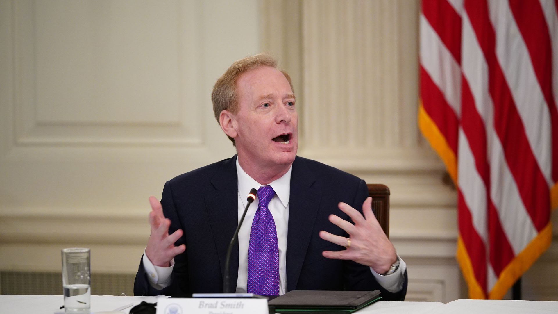 Microsoft president Brad Smith at the White House. Photo: Mandel Ngan/AFP via Getty Images.