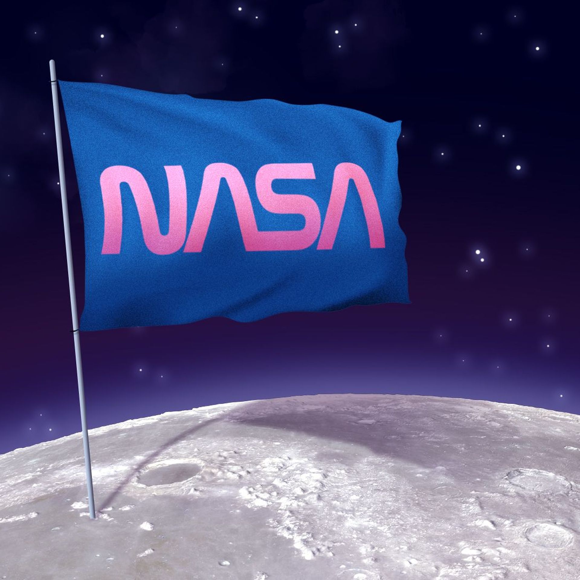 Illustration of a NASA flag on the moon
