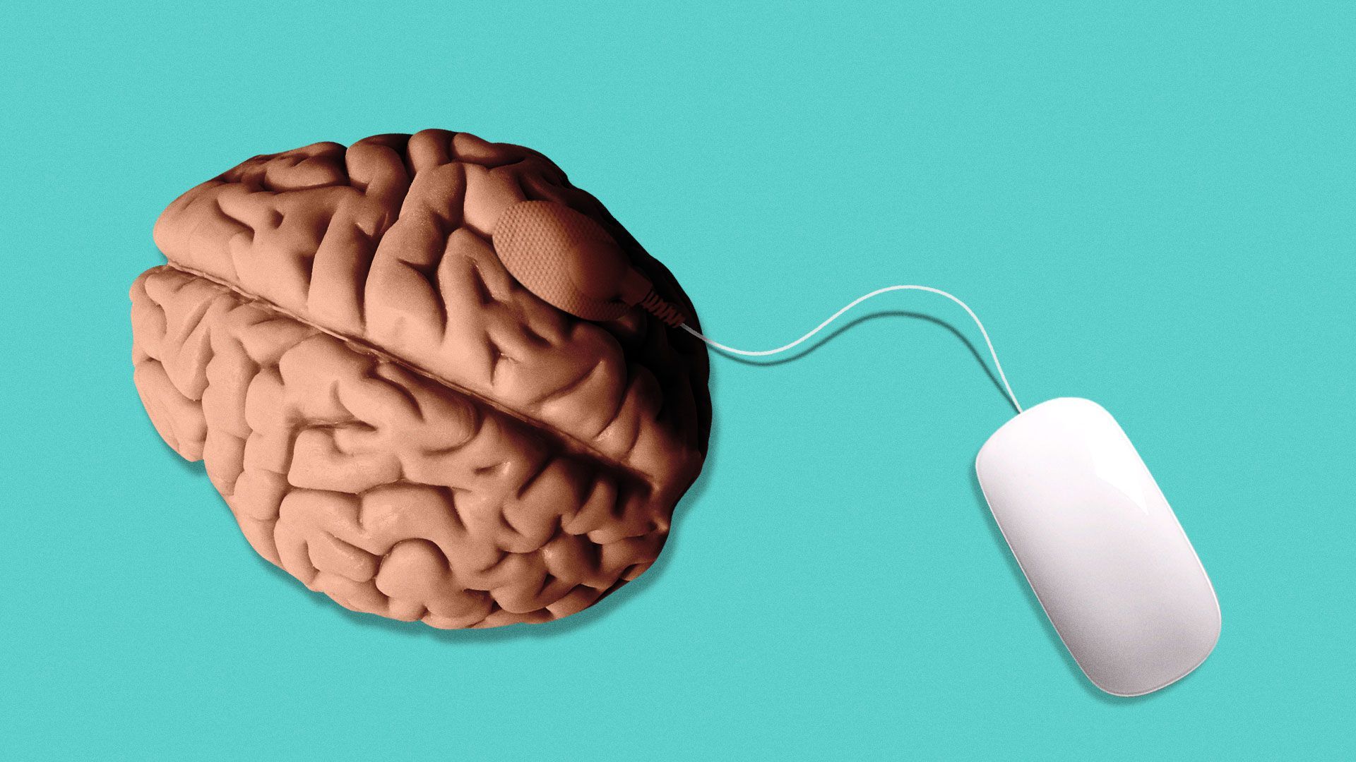 Illustration of brain connected to computer mouse