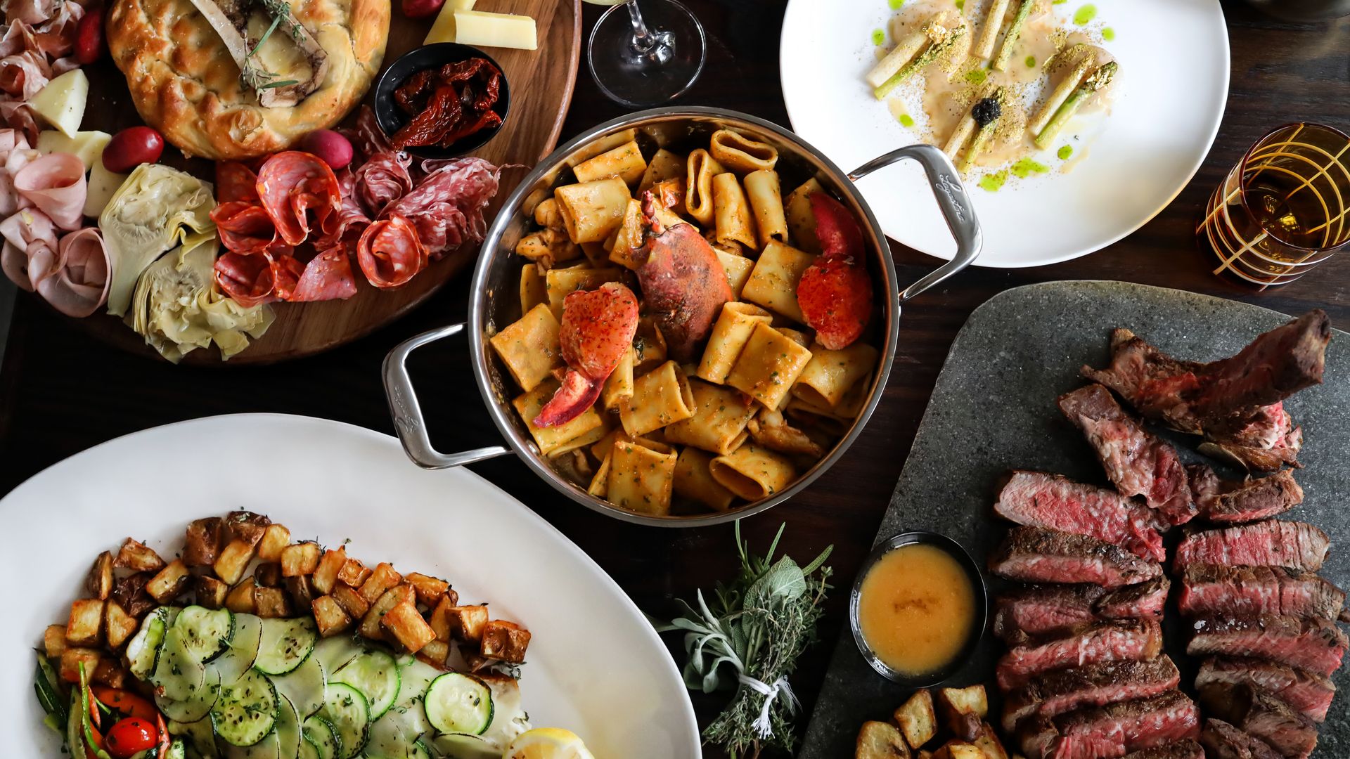 A smattering of Italian food.