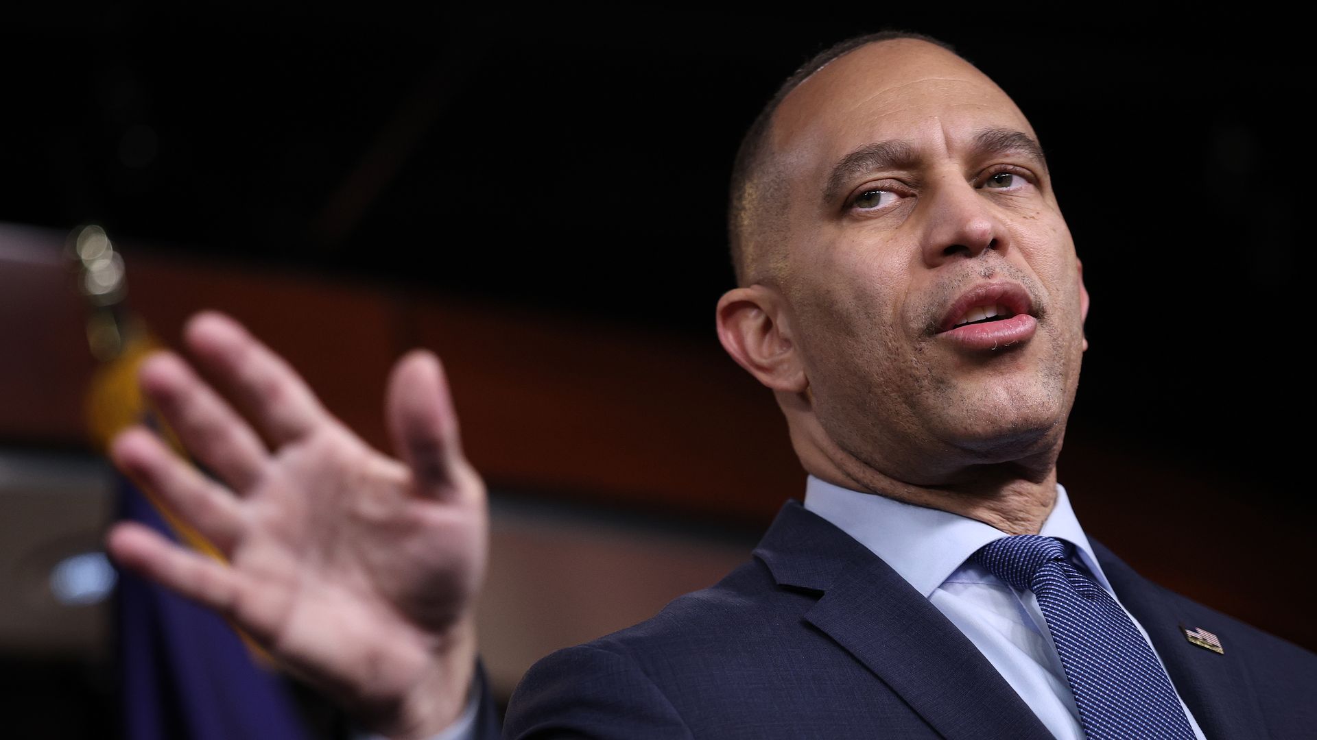 House Democratic Leader Hakeem Jeffries answers questions during a press conference at the U.S. Capitol Feb. 12.