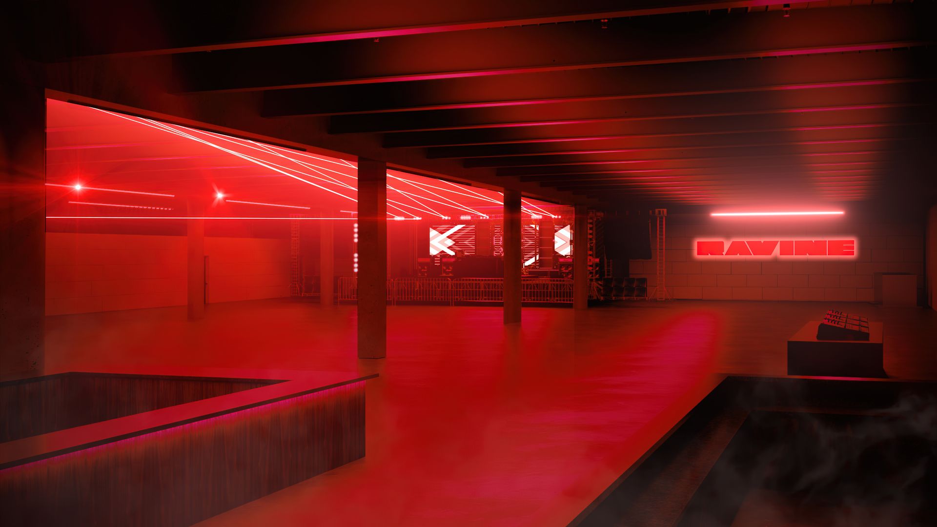 A rendering showing the interior of the music venue Ravine.
