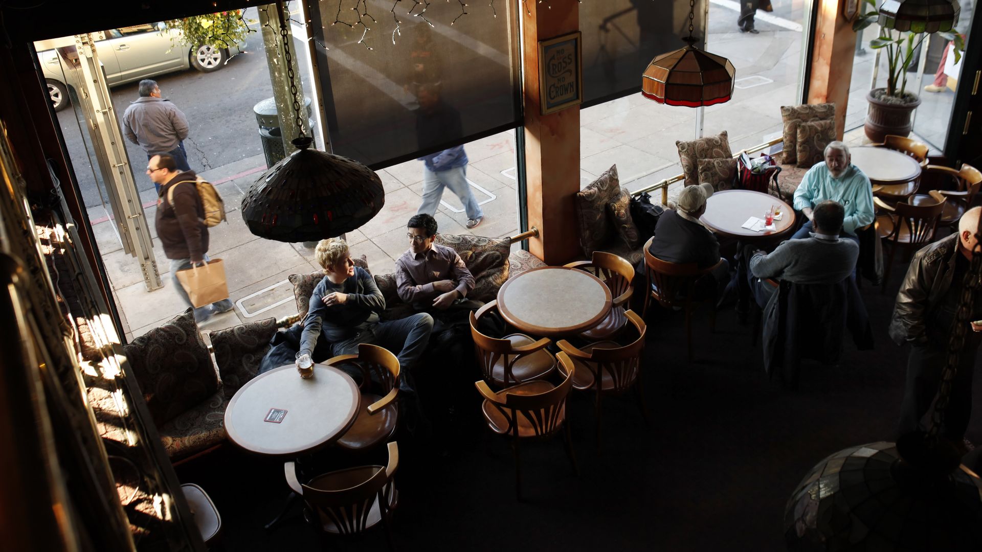 Patrons enjoy afternoon drinks in San Francisco.
