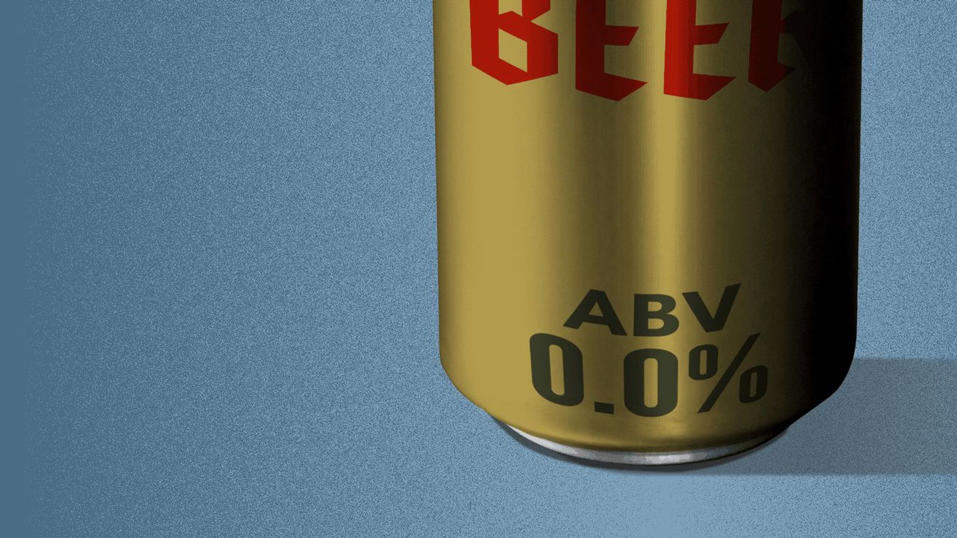 Illustration of a beer can with an alcohol by volume of 0.0 percent.