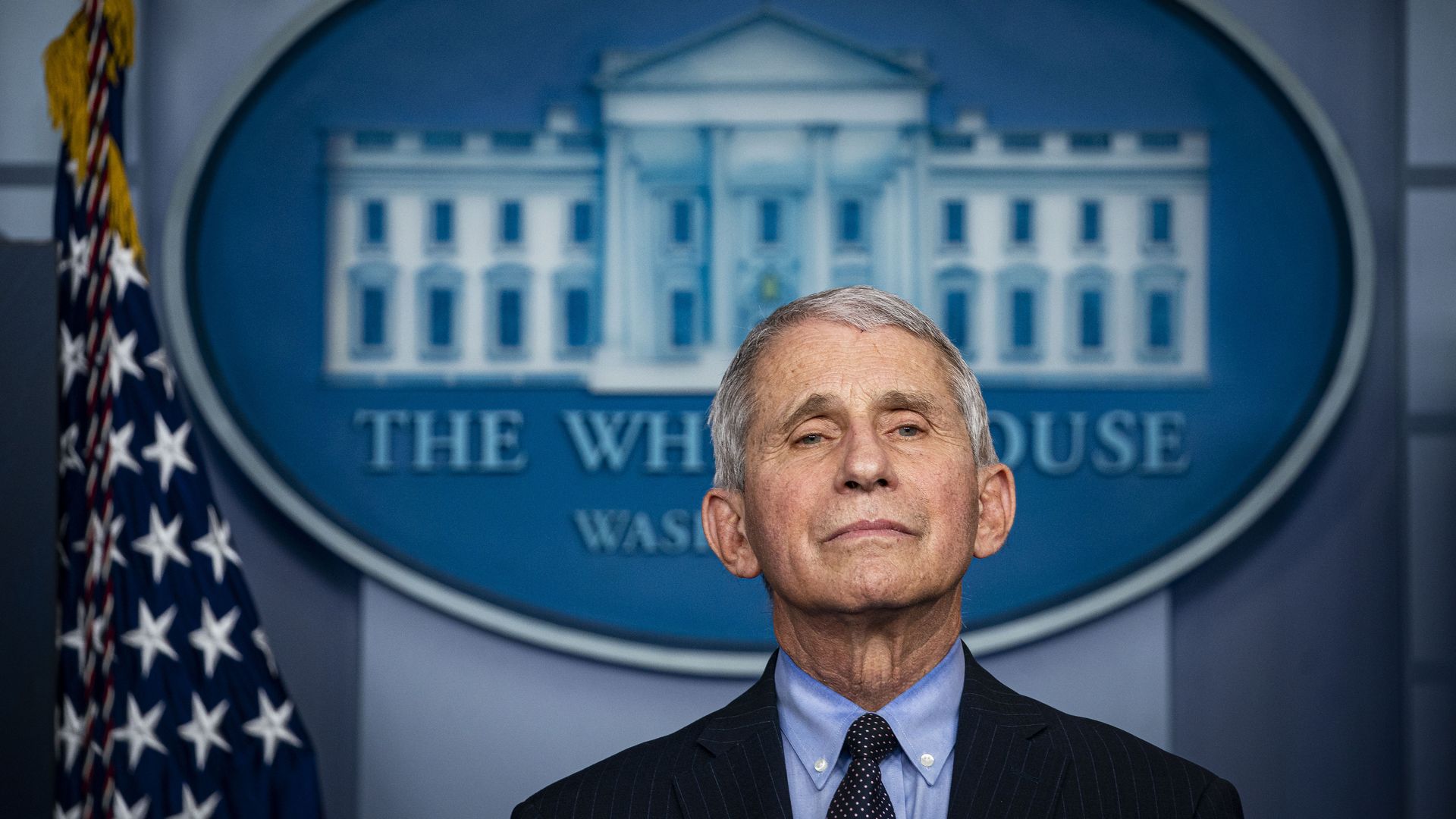 Photo of Anthony Fauci at a White House press briefing