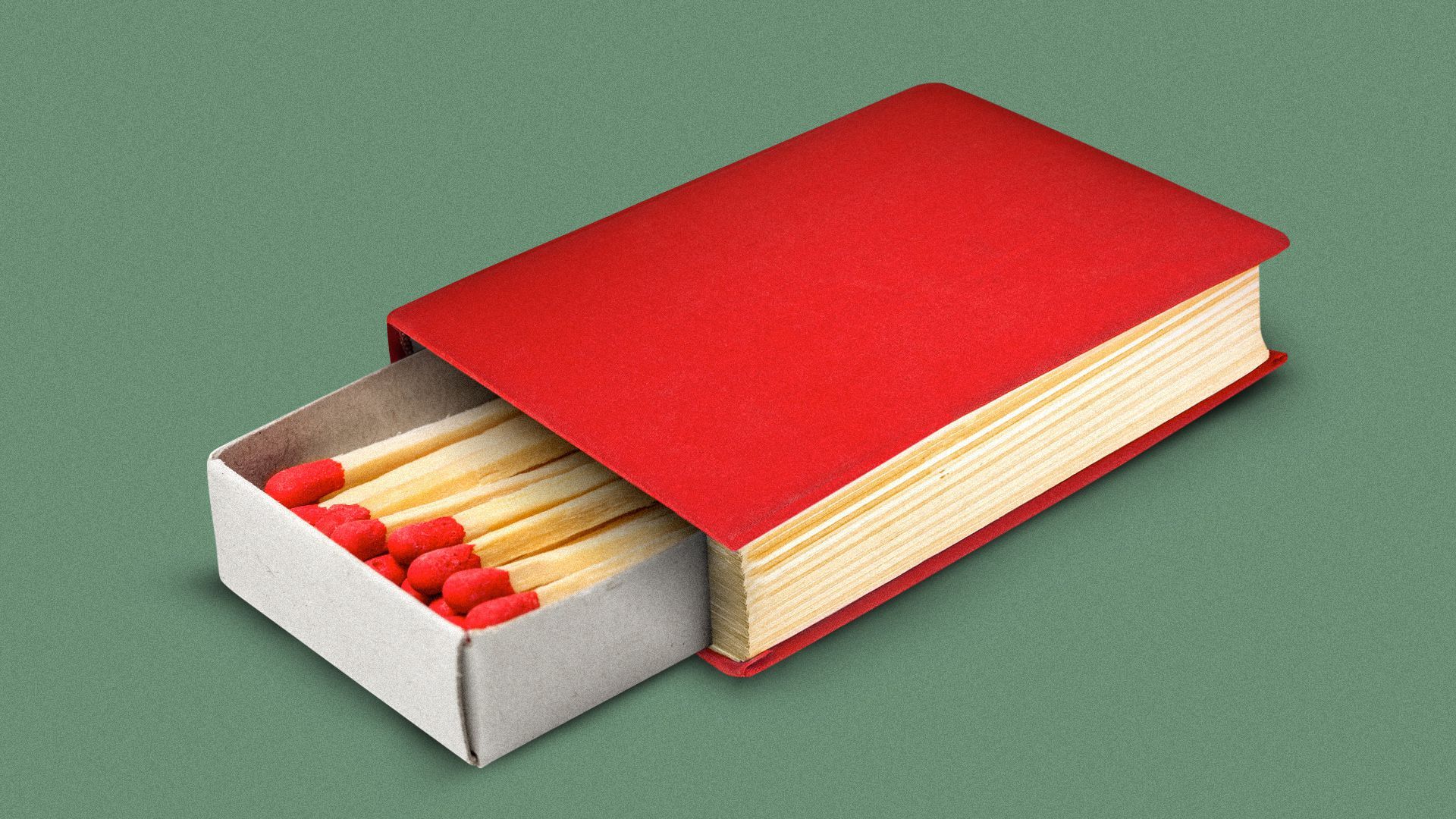 Illustration of a book that has a matchbox insert. 
