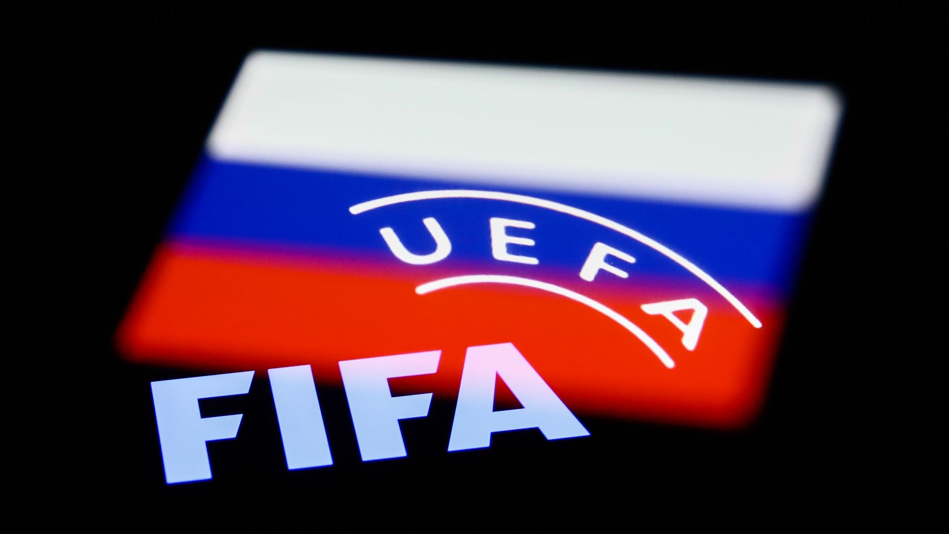 Russian flag and the uefa and fifa logos