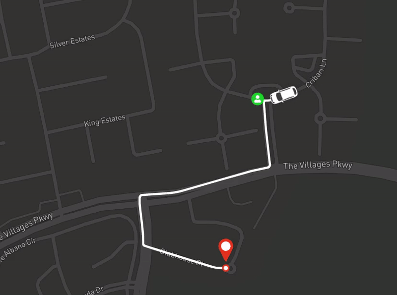 A GIF showing a car navigating on a map.
