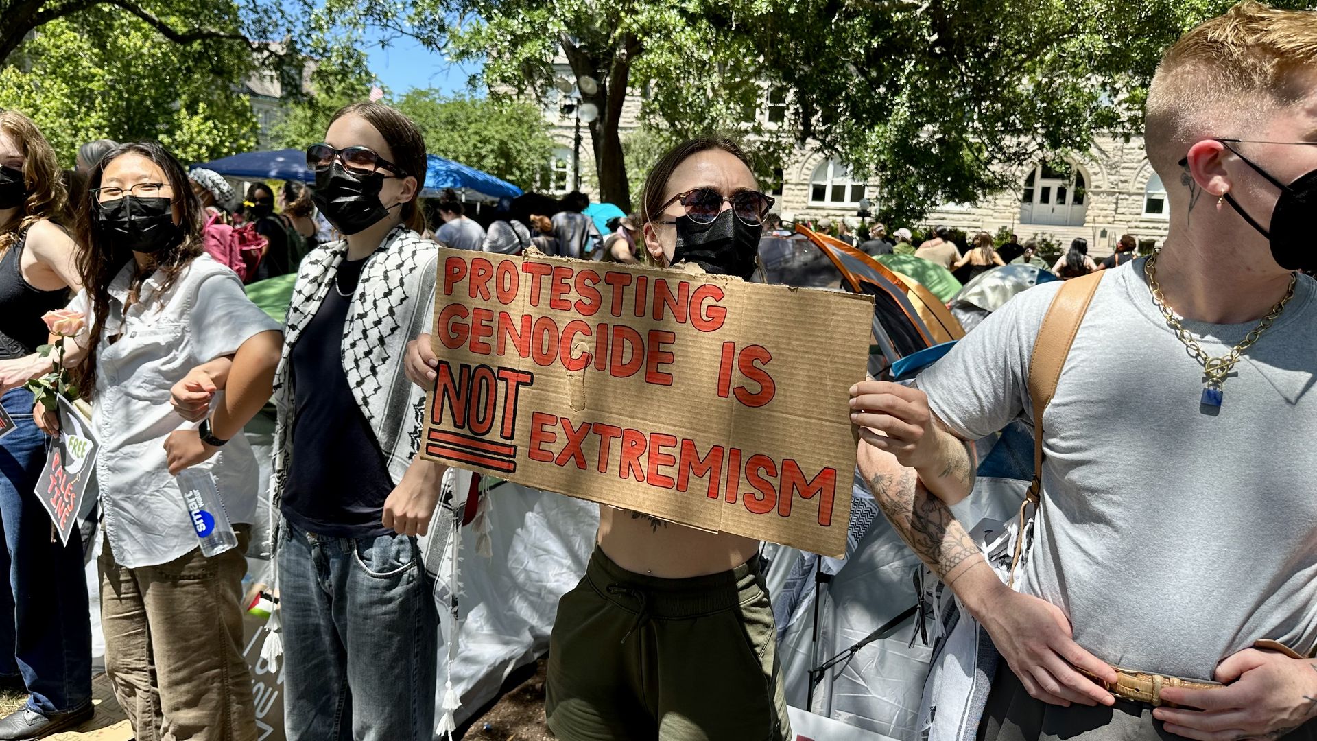 Photos show people protesting at Tulane University in New Orleans