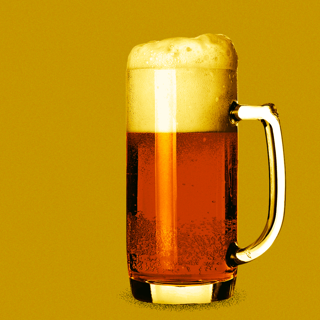 Animated illustration of four different kinds of beers.