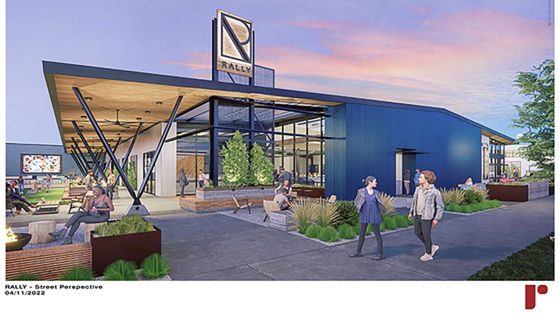 Rendering of a future pickleball "experience" facility.