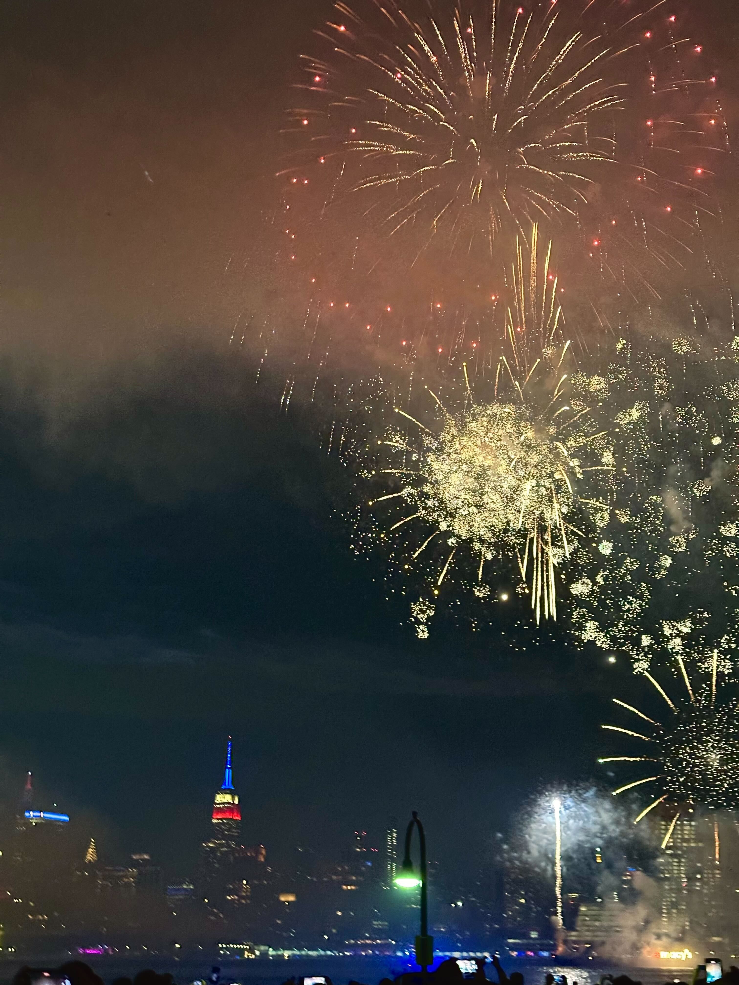 The Macy's fireworks in New York as seen from Hoboken, N.J.