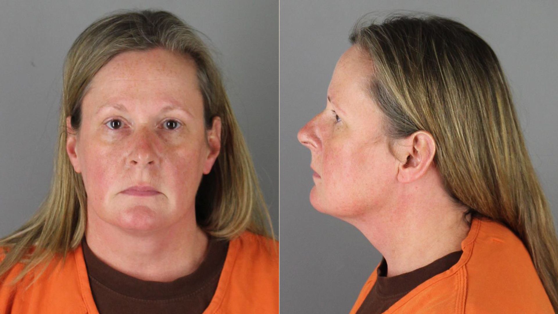 The booking photos of Kim Potter, who's been charged with second-degree murder following Daunte Wright's death