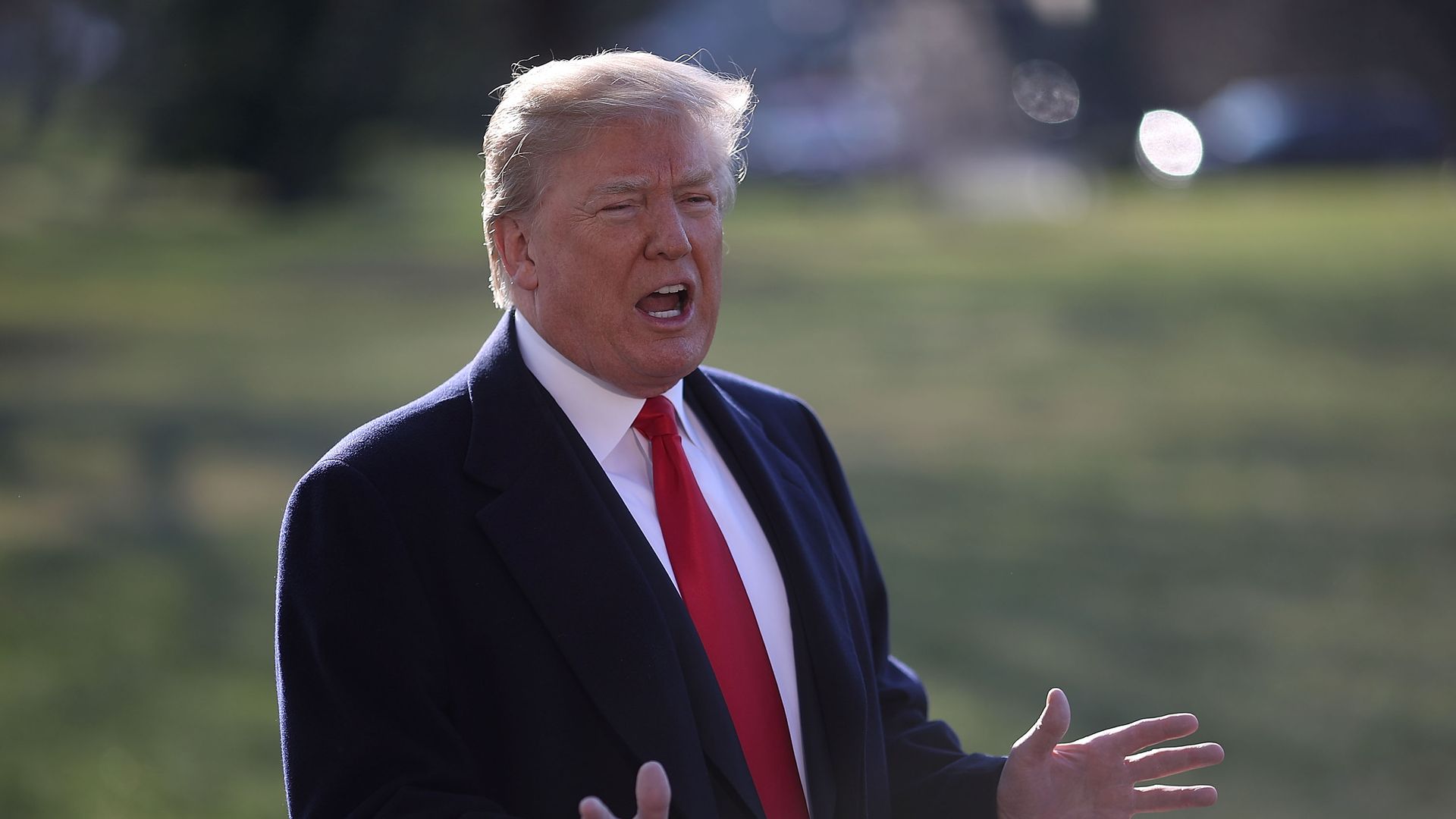 Donald Trump speaking to press