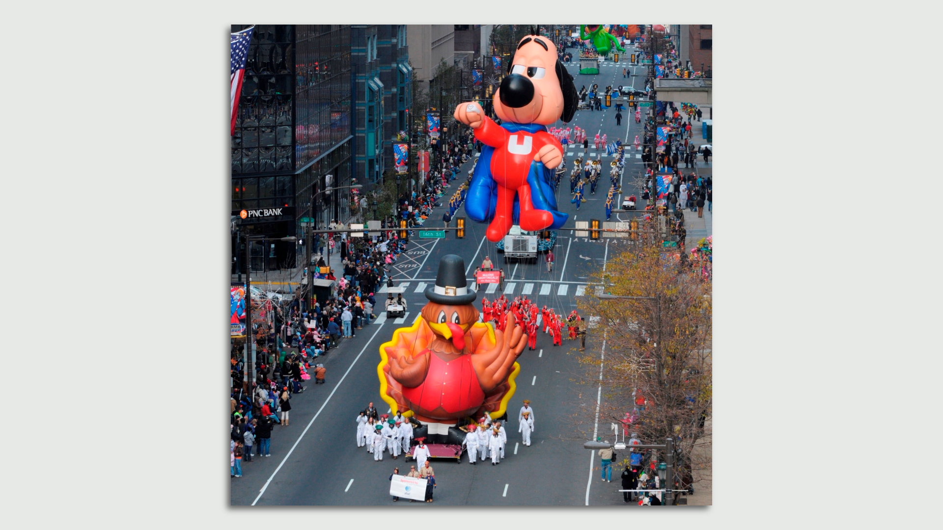 Floats in the Thanksgiving Day Parade in Philadlephia
