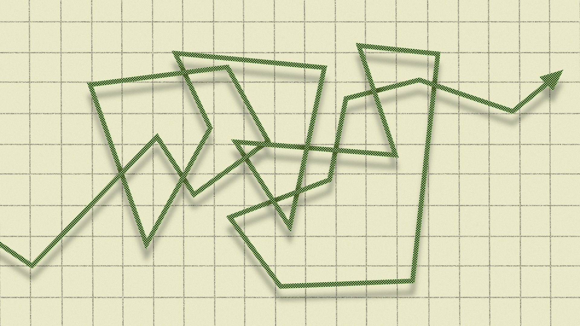 Illustration of a crazy, chaotic, market line.