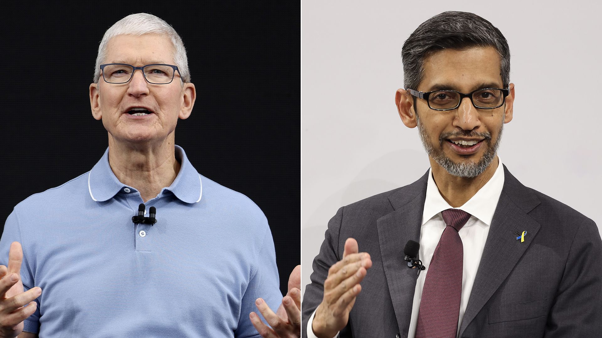 photos of Tim Cook and Sundar Pichai side by side