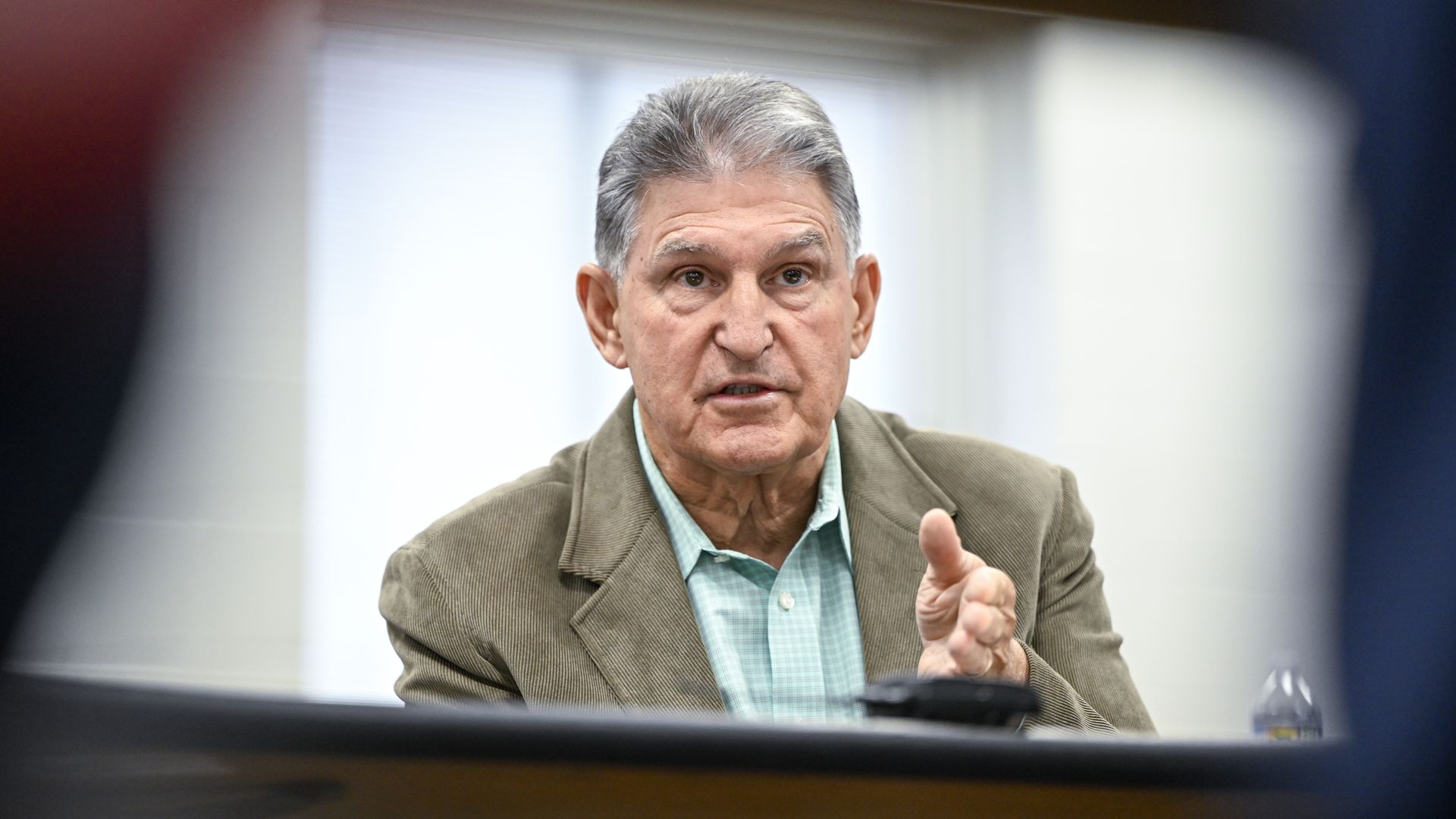 Senator Joe Manchin, a Democrat from West Virginia, speaks at a community event.
