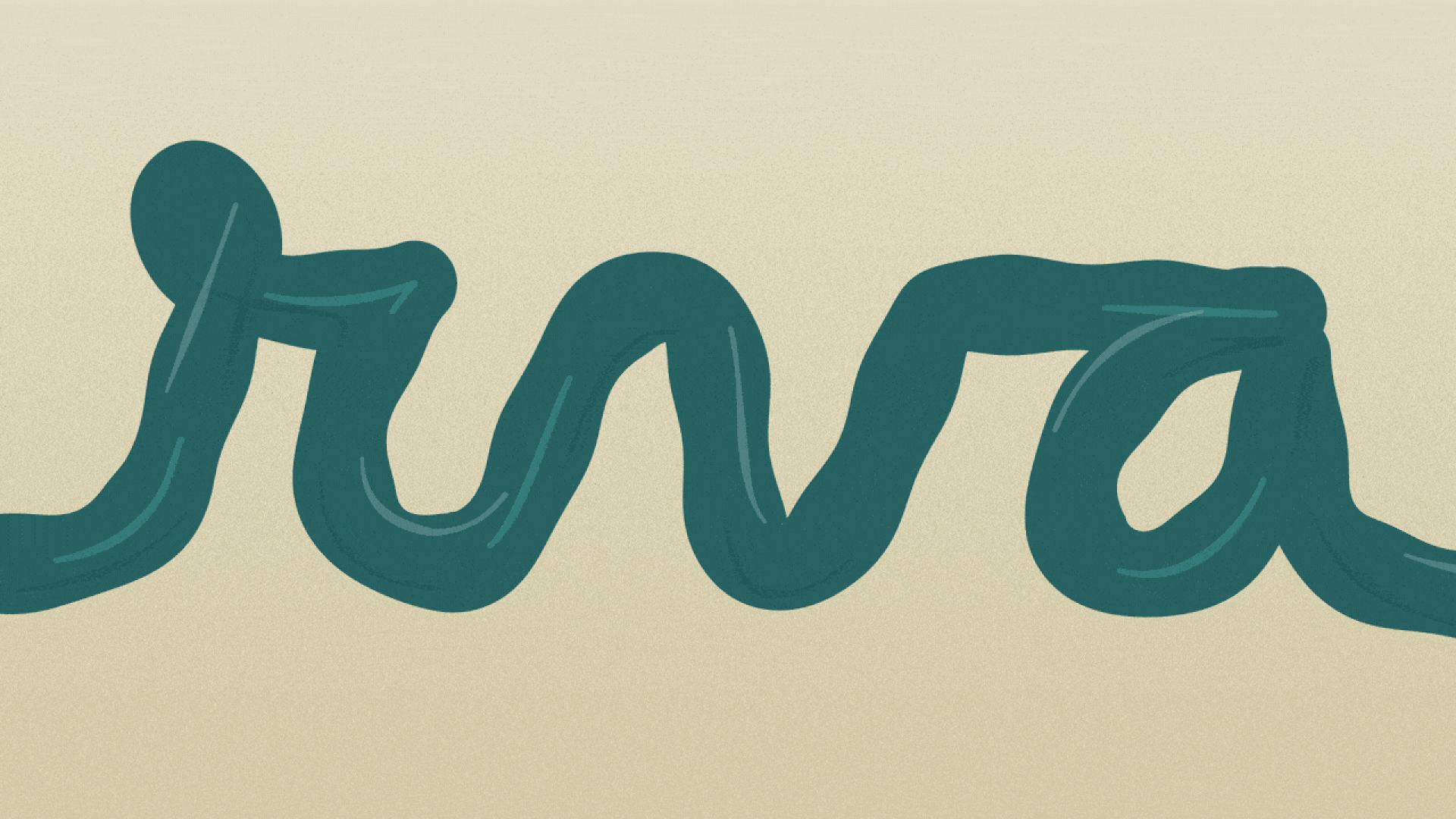 Illustration of the letters rva written in cursive and flowing like a river.