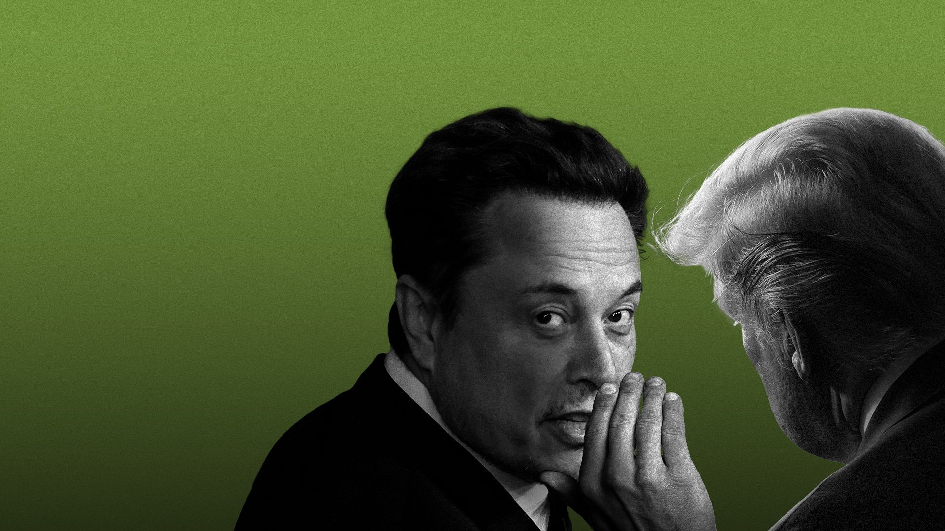 Photo illustration of Elon Musk whispering into Donald Trump's ear.
