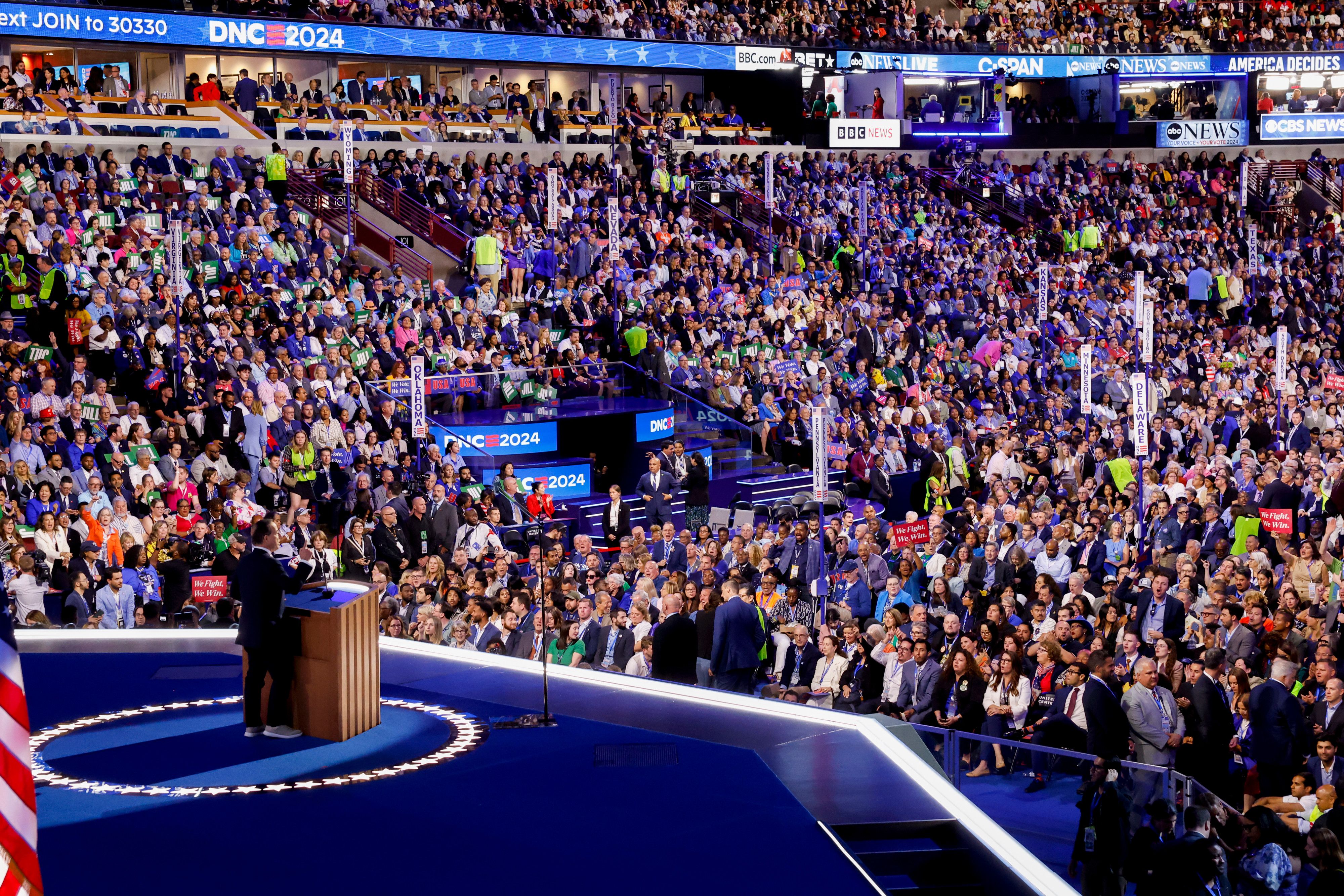 Representative Jamie Raskin, a Democrat from Maryland, during the Democratic National Convention (DNC) at the United Center in Chicago, Illinois, US, on Monday.