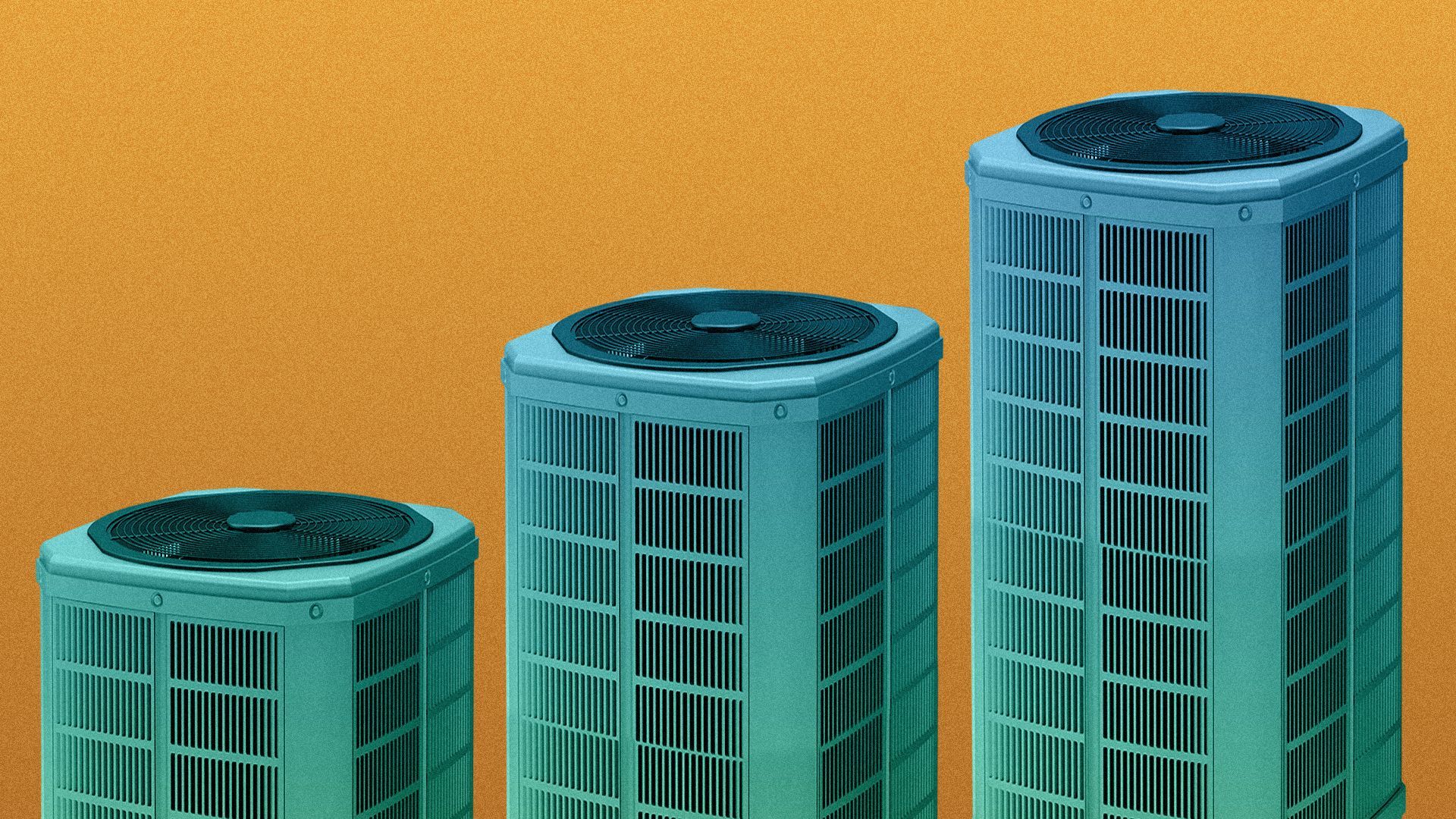 Illustration of a bar chart made of air conditioning units